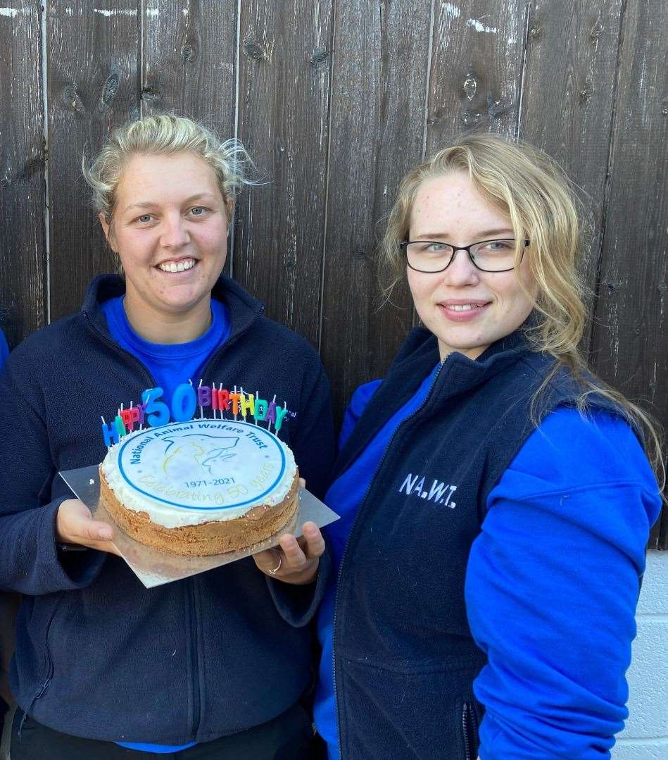 Animal care assistants Danielle Gale and Amy Nichol