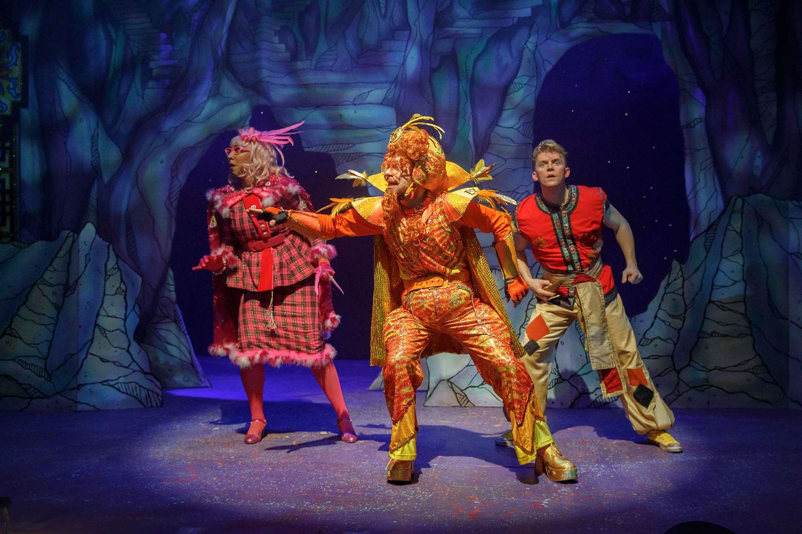Members of the cast perform in Aladdin, written and directed by Plested and Brown, (Clare Plested and Adam Brown) at the Corn Exchange Newbury, Wednesday 2 December 2020. Photograph : Luke MacGregor (47416403)