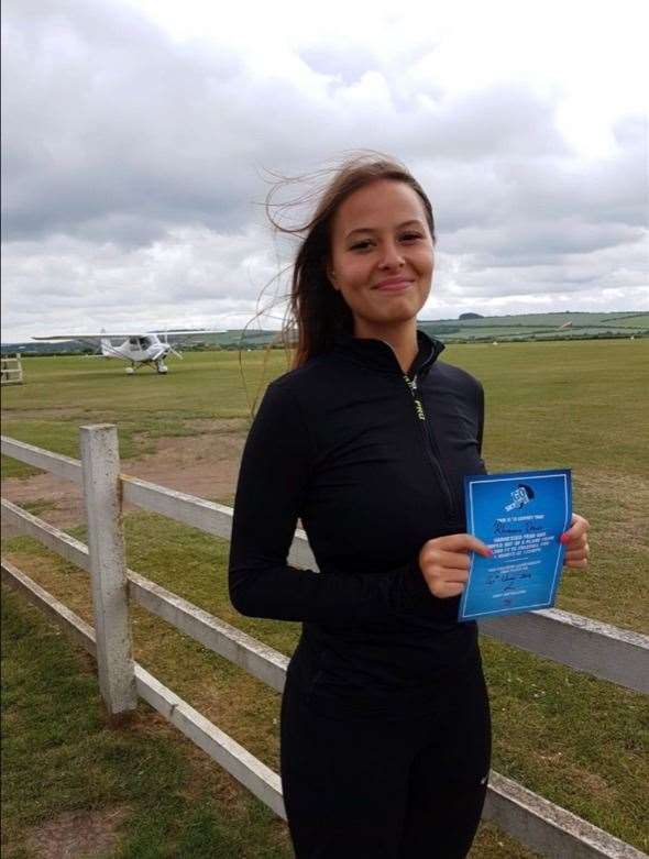 Miss Davis after she completed her skydive