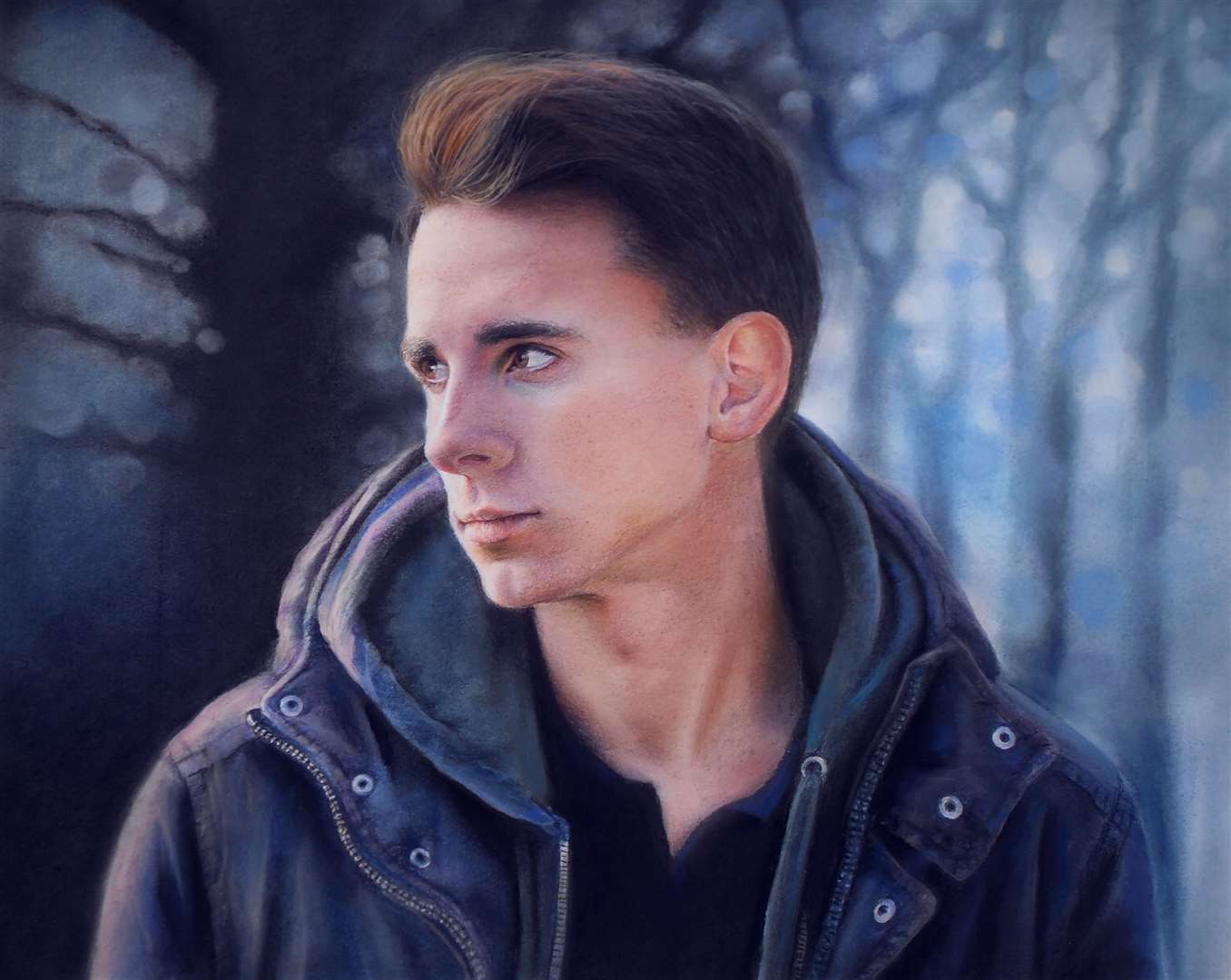 Photo-realistic pastel portrait