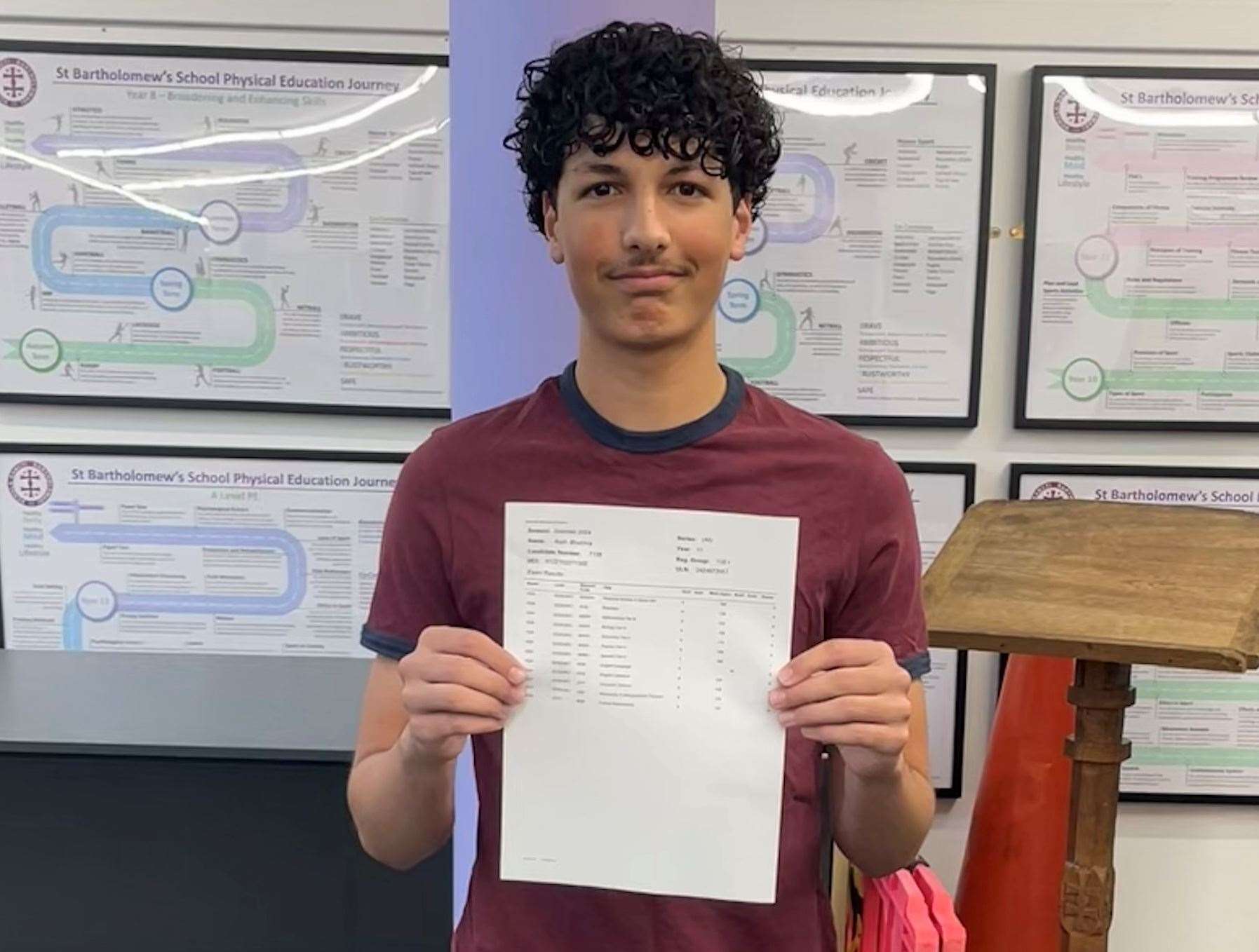 Arpit Bhabra at St Bartholomew's School celebrates his GCSE results