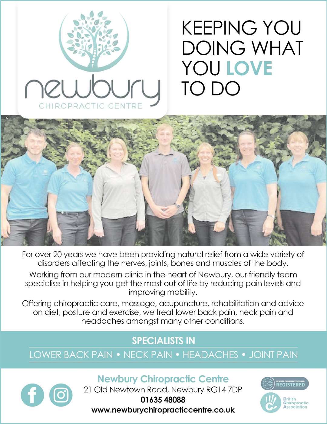 Newbury Chiropractic Centre Advert (49927593)