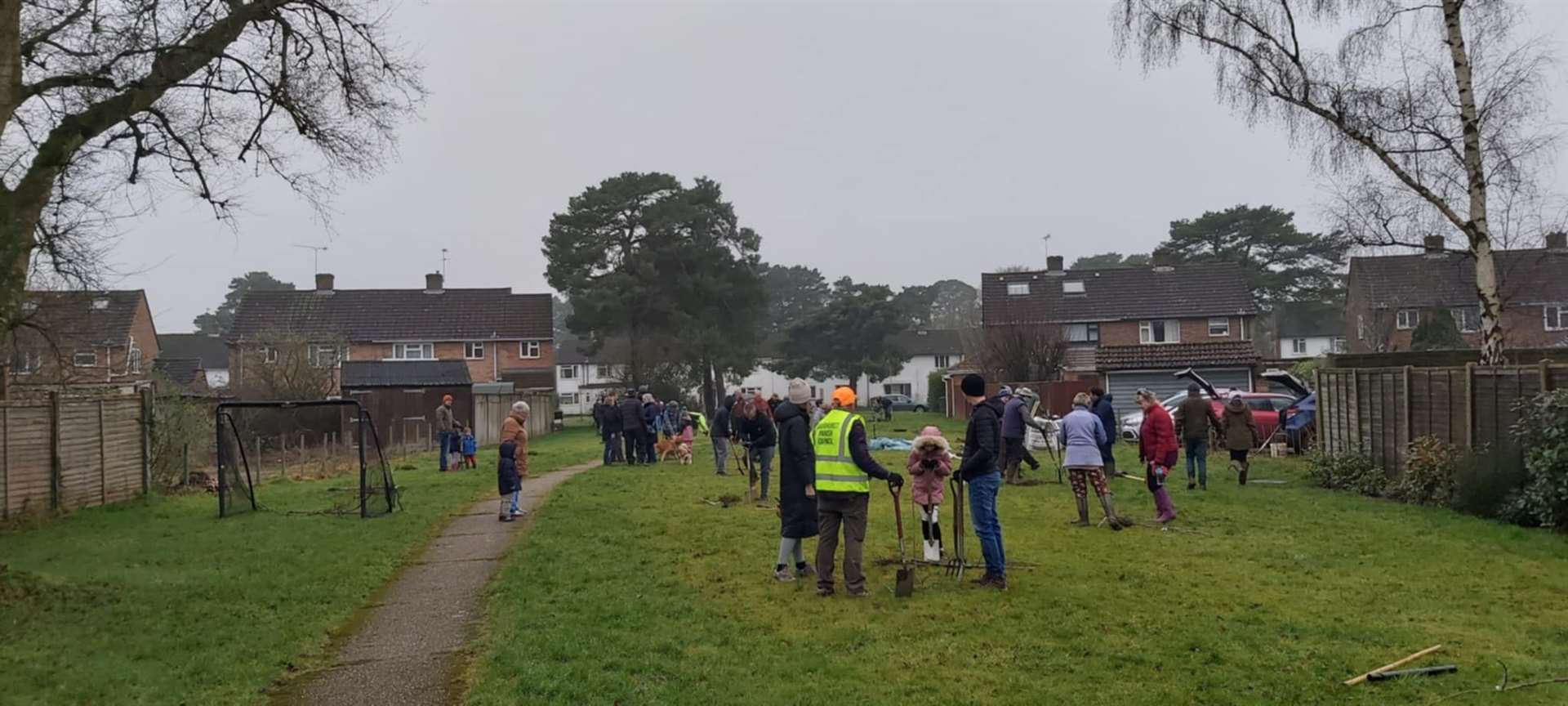 Over 50 Baughurst residents came together to plant a community orchard at Long Grove on February 8