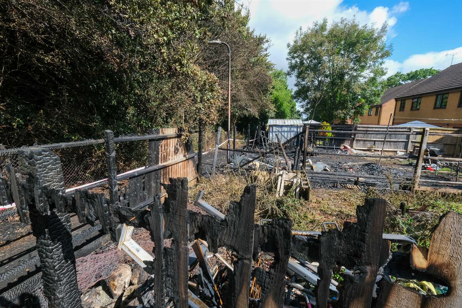 The fire spread from the bonfire to a shed