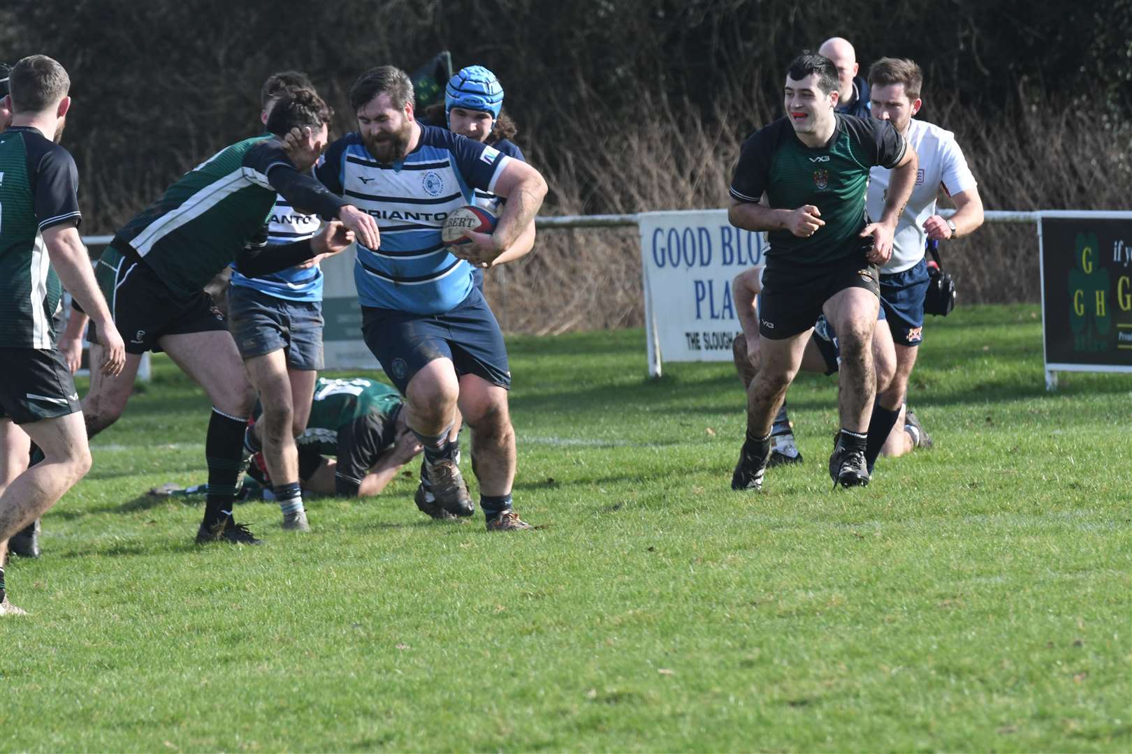 Newbury Stags prop Sam Bramhall rampages forward - Photo: Peter Branch