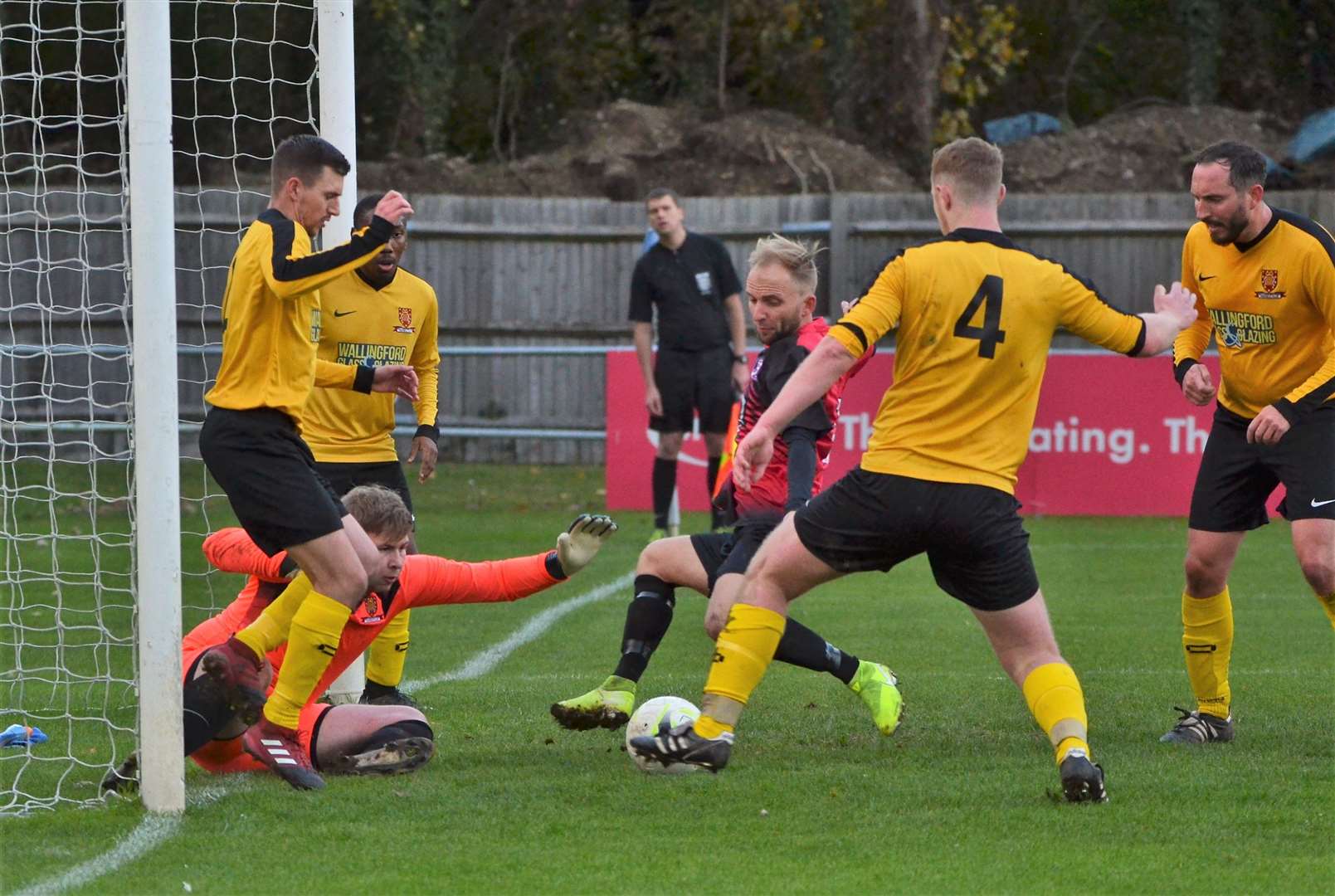 Players scramble for the ball