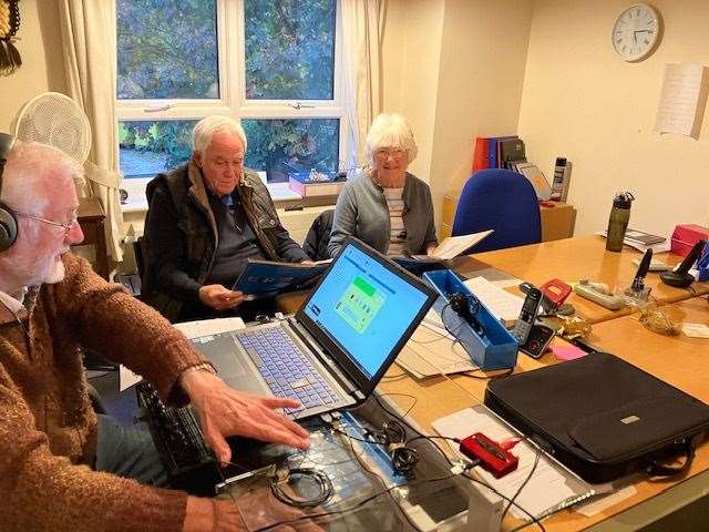 Volunteers recording the 2,500th edition of the Kennet Cassette