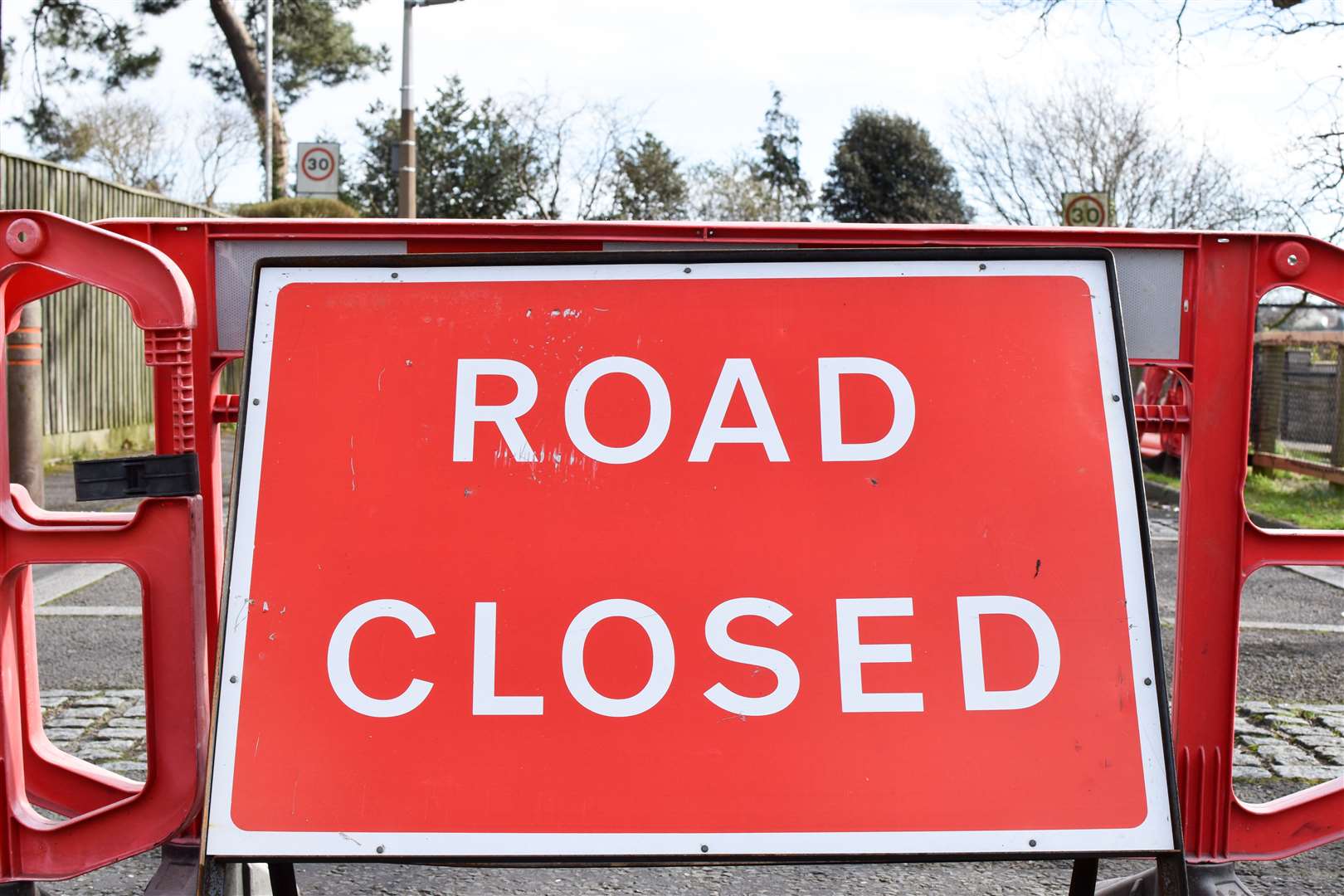 Road closed sign