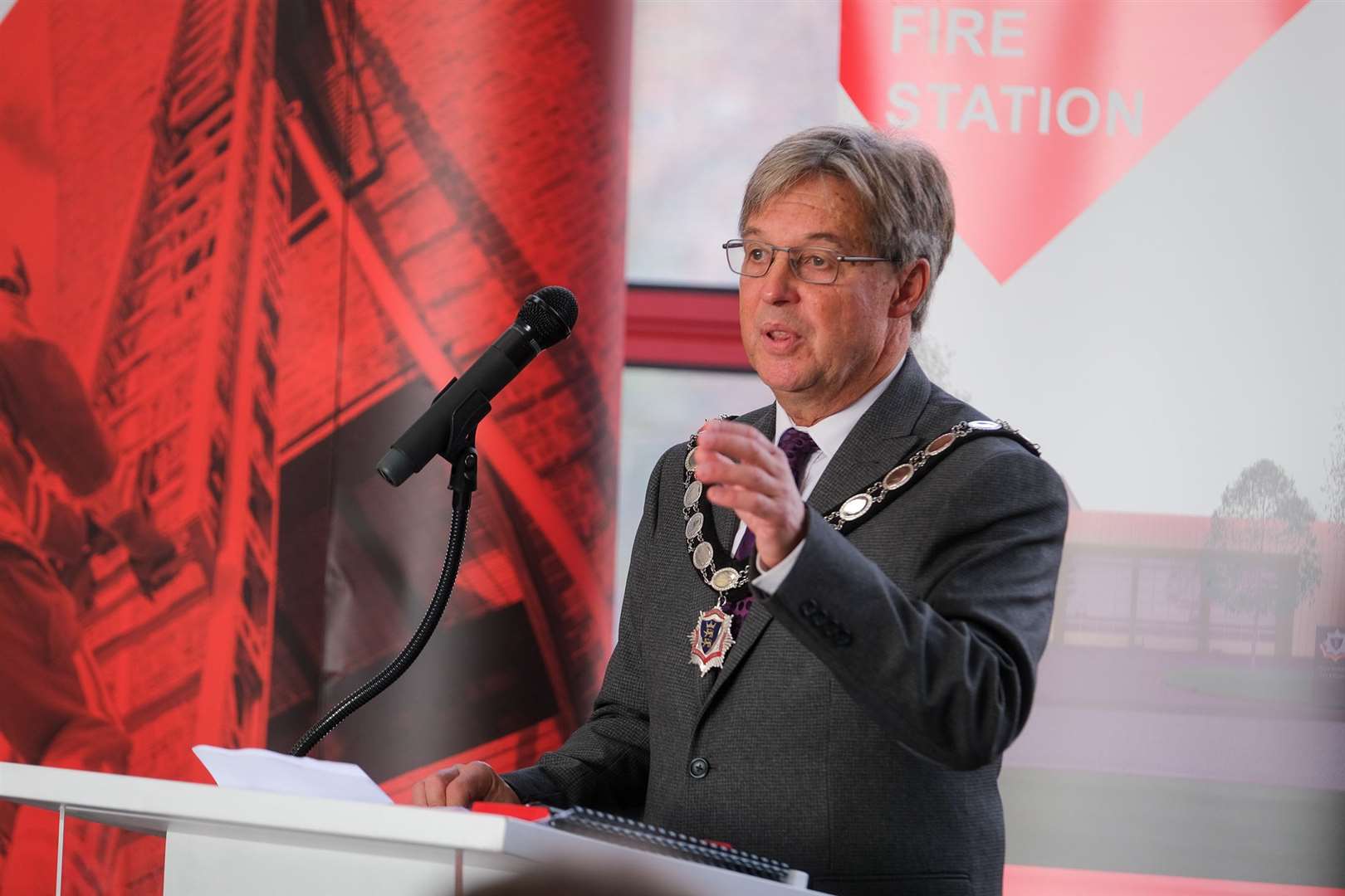Chairman of the Royal Berkshire Fire Authority Paul Gittings speaking at the event