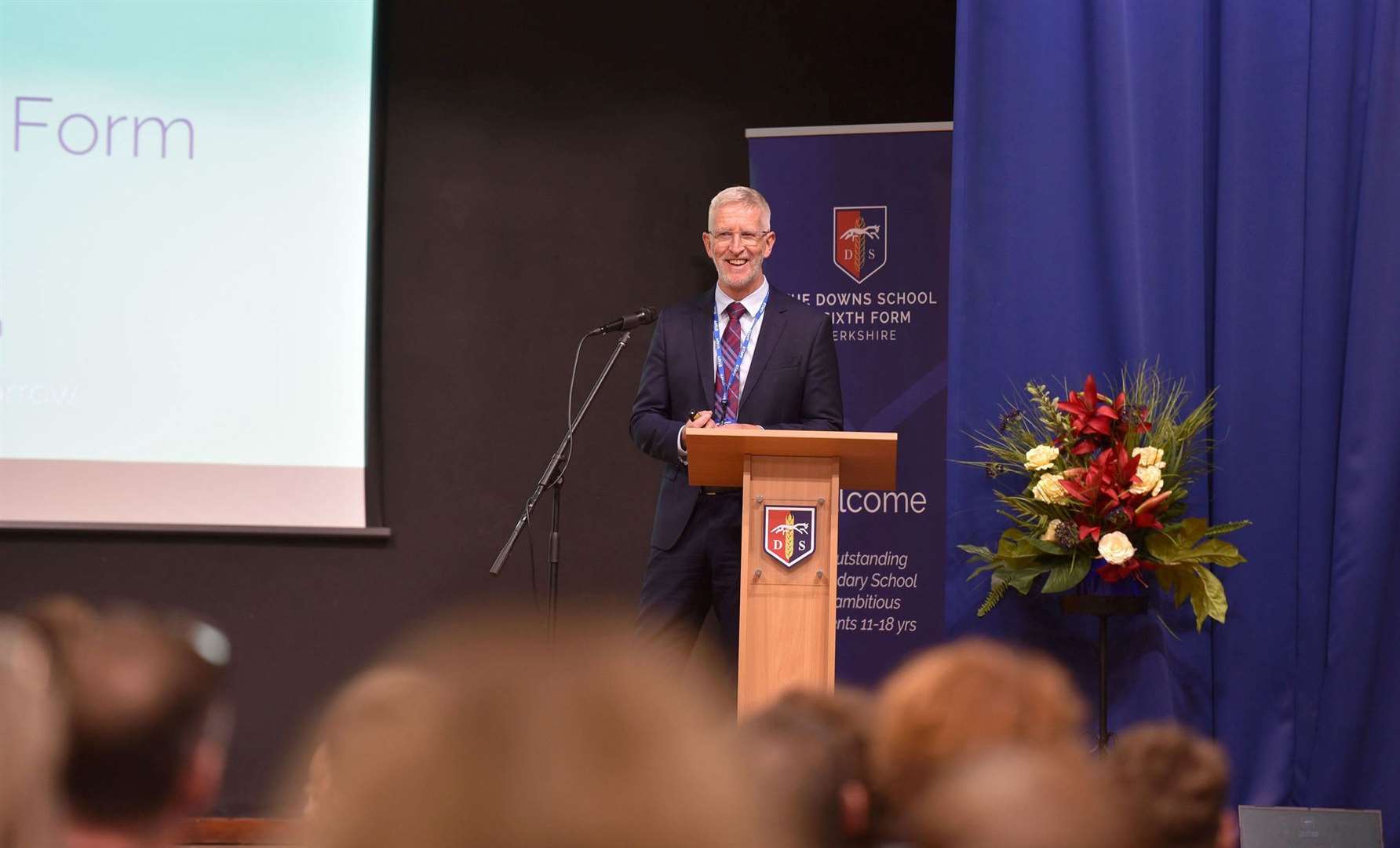 Headteacher Chris Prosser addressing pupils at the school's Sixth Form Open Evening in November