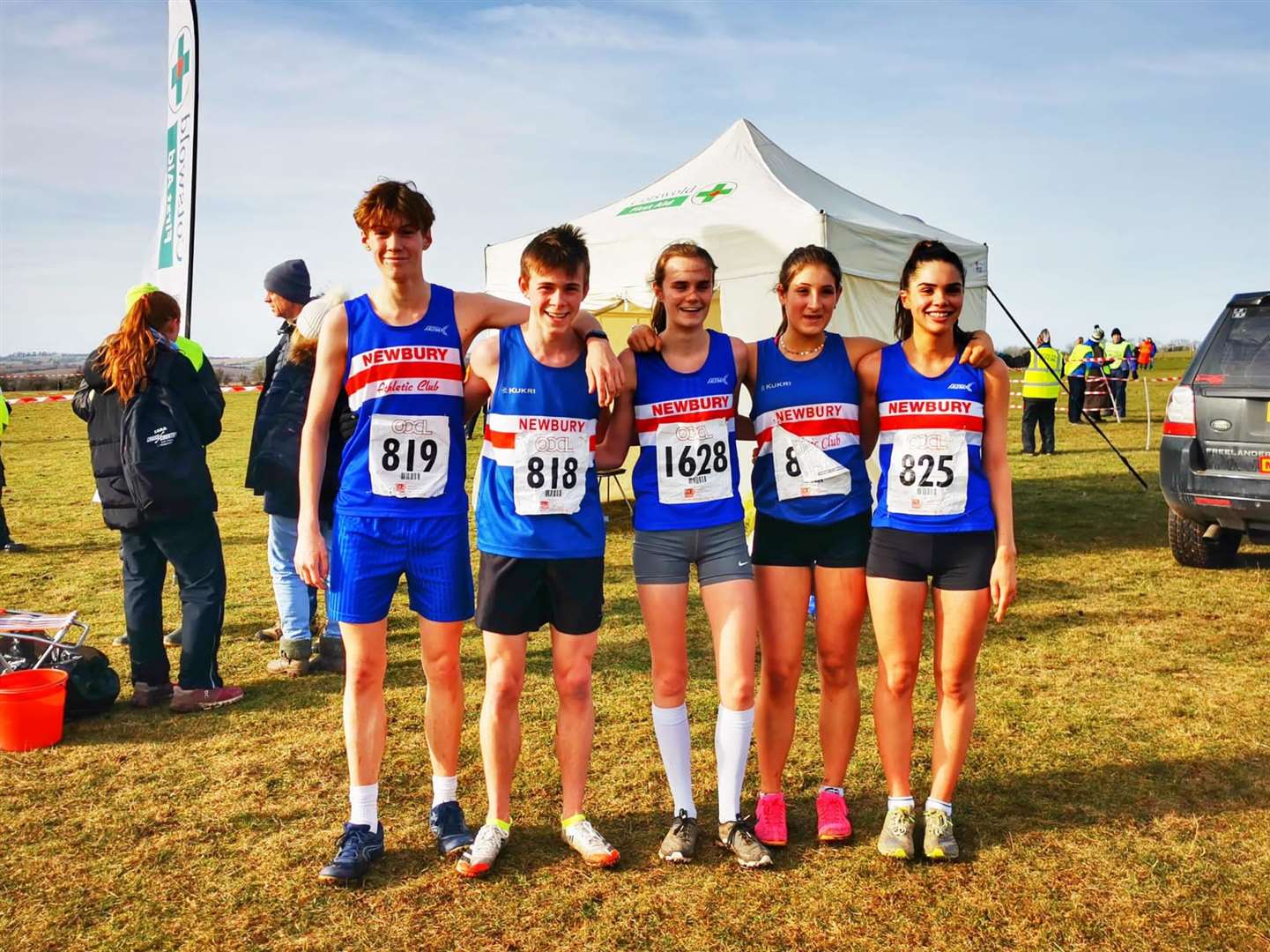 Combined U17 team l to r; Charlie Adams, Matt Carter, Miriam Cooper, Isabel Moore and Josie Robertson