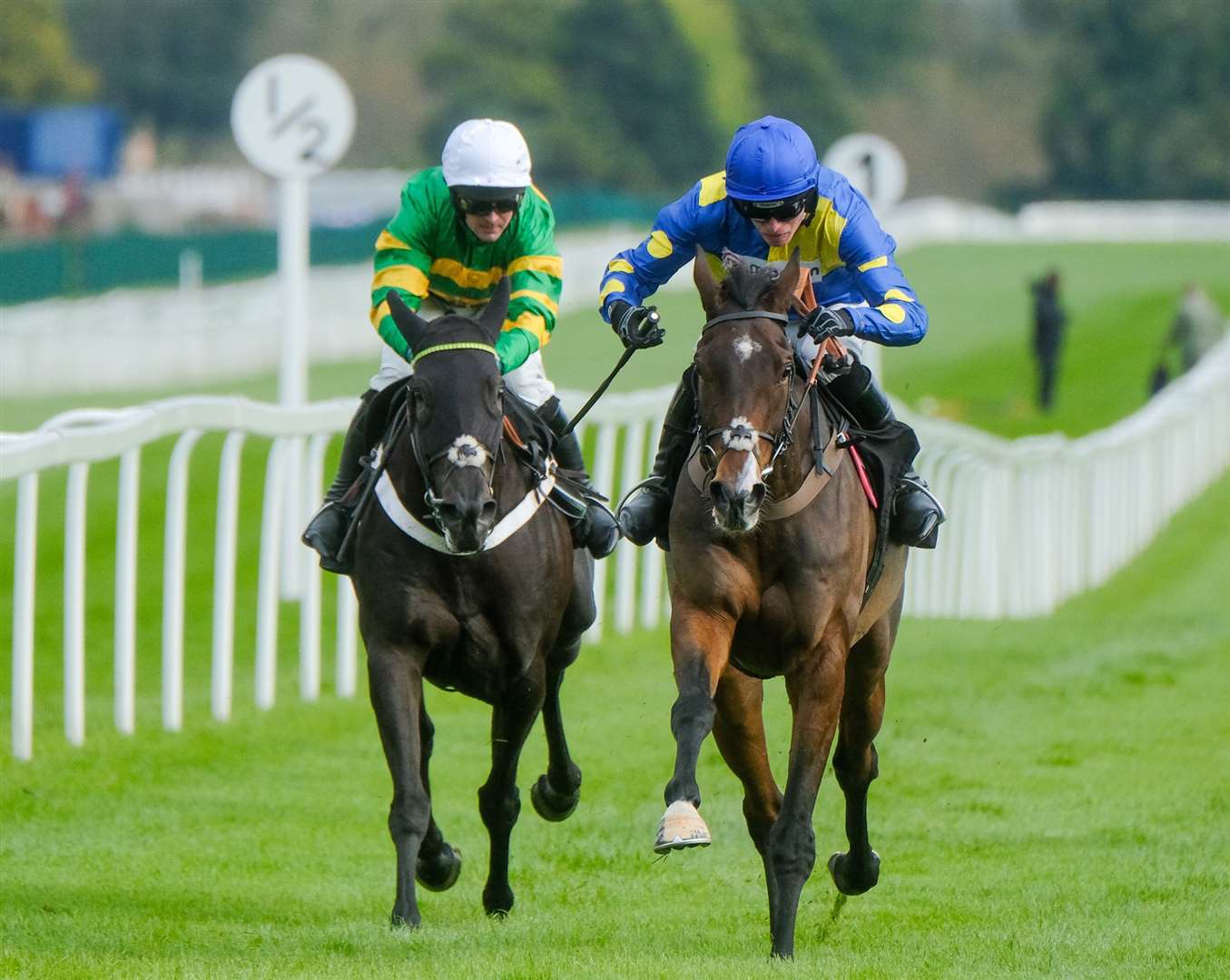 Silent Revolution and Harry Cobden (right) on the way to victory