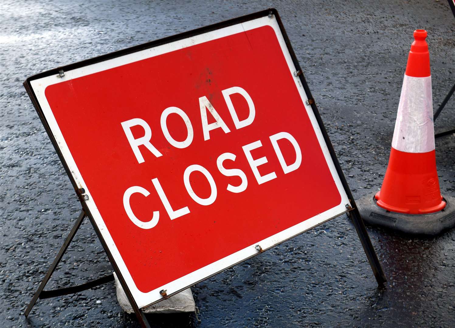 Road closed sign