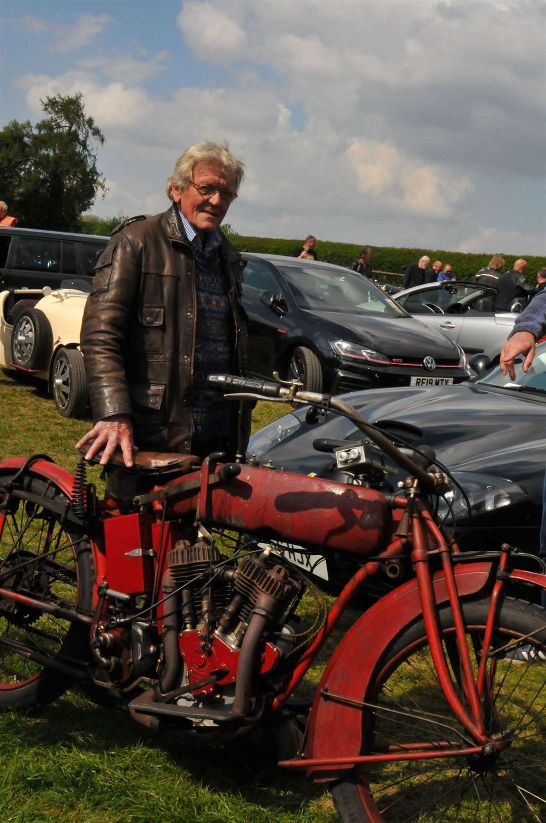 Brian Sarney and his 1920 Indian Powerplus, picture Geoff Fletcher