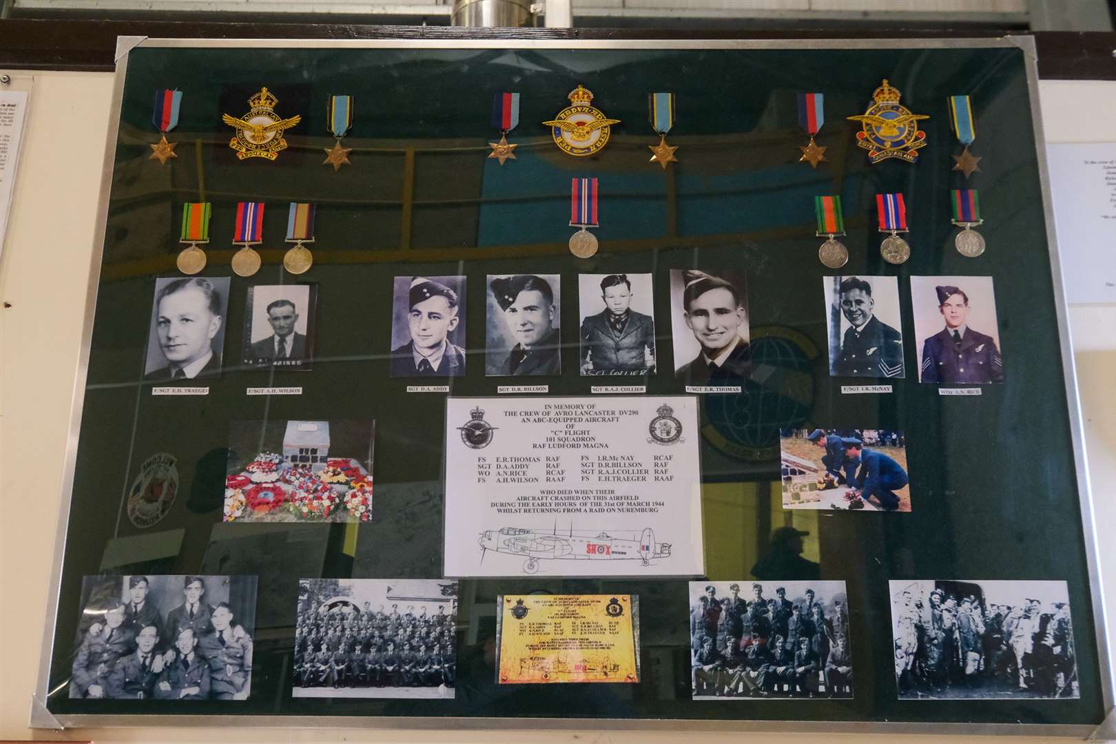 Commemorative panel for the fallen air crew of the Lancaster crash