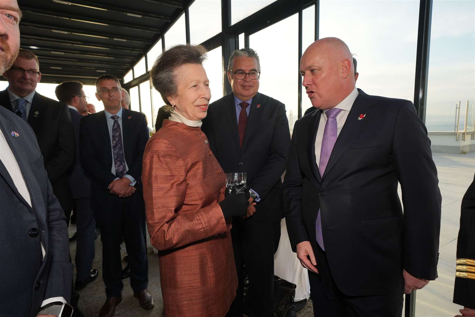 The Princess Royal talks to Prime Minister of New Zealand Christopher Luxon at a reception, hosted by Jill Morris, ambassador to the Republic of Turkey (Yui Mok/PA)