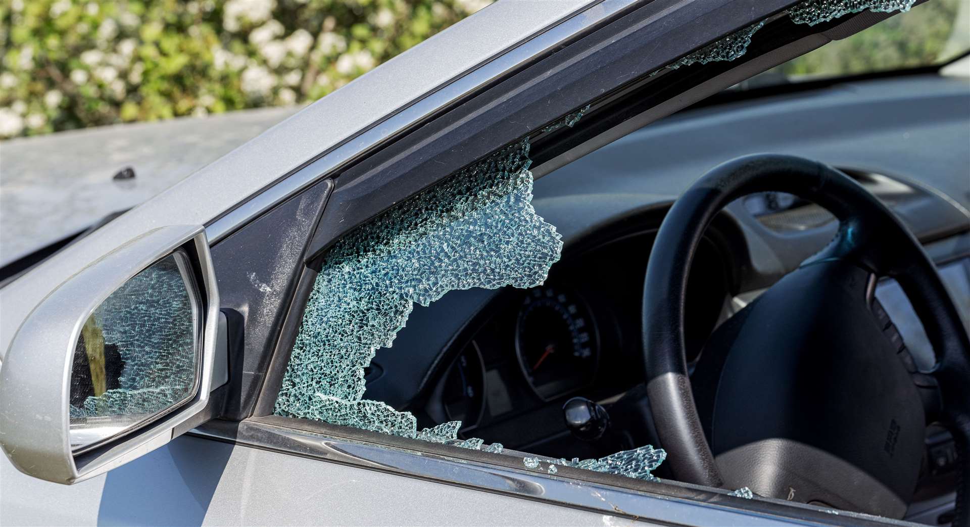 Smashed car window. Stock image