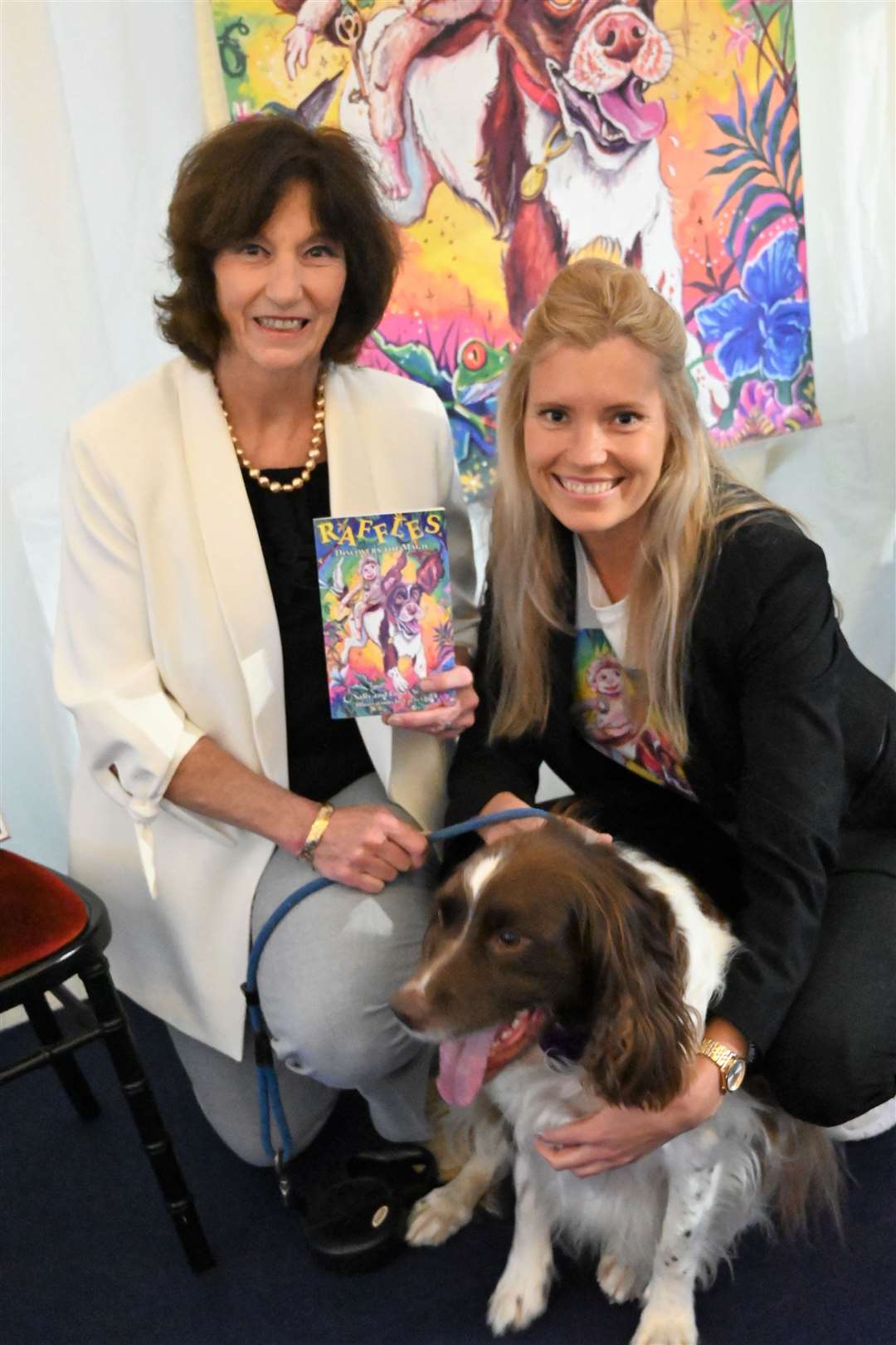 Sally and Lowri Seager with Raffles at the launch of their book. Ref: 43-0921.