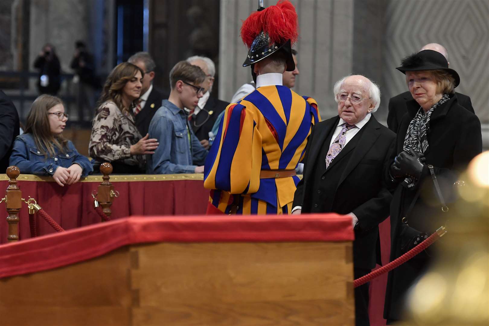 Irish President Michael D Higgins and his wife Sabina at Pope Francis’s lying-in-state (President of Ireland’s office/PA)