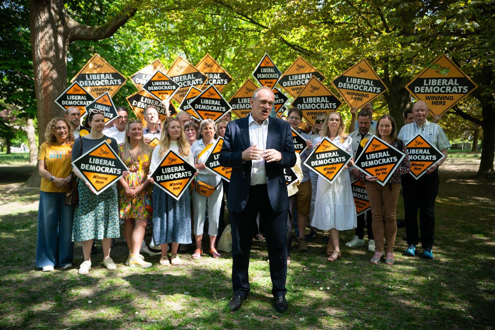 Sir Ed Davey in Grove Park, Royal Tunbridge Wells (James Manning/PA)