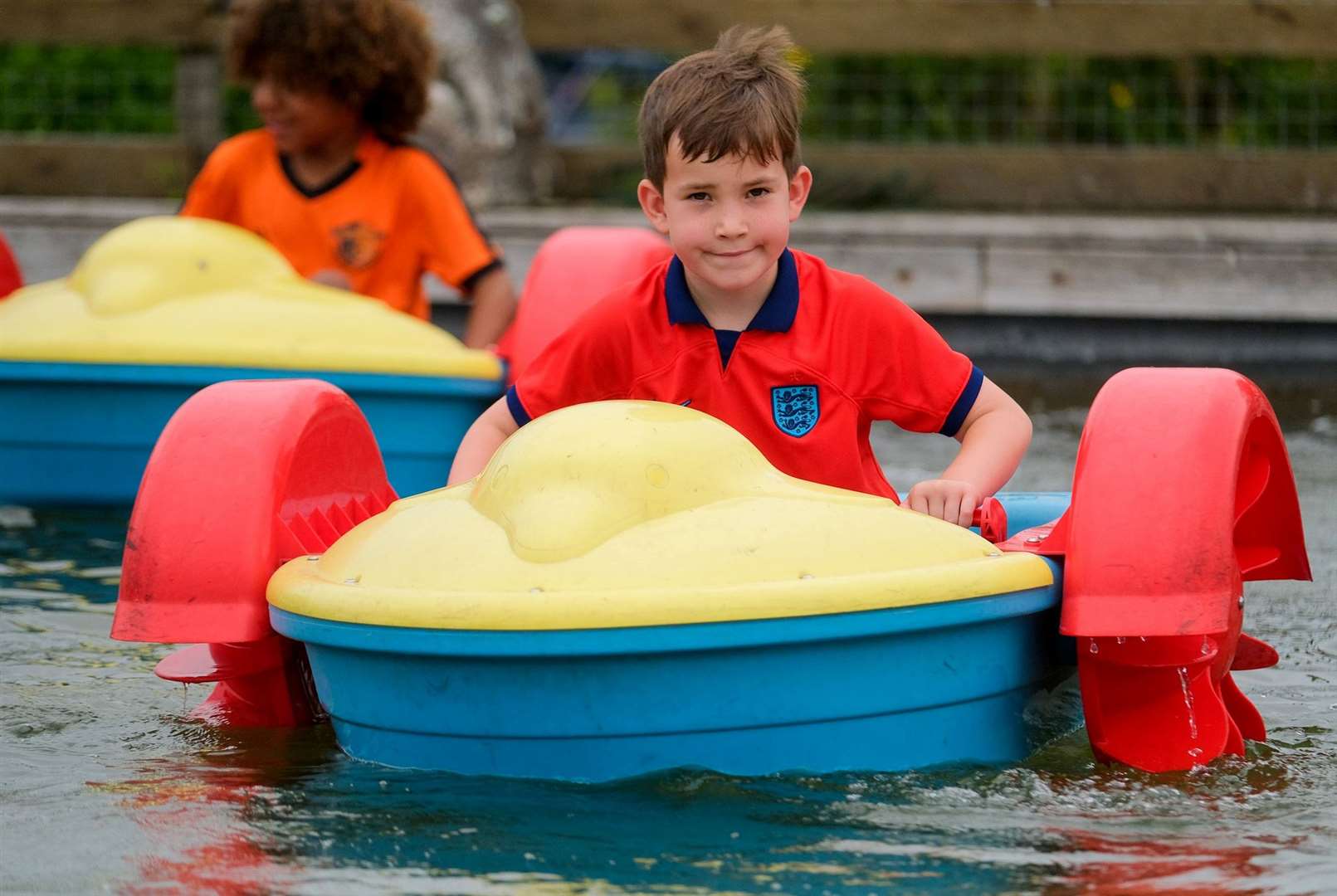 Charlie Jones (8) enjoying his time in a paddle boat