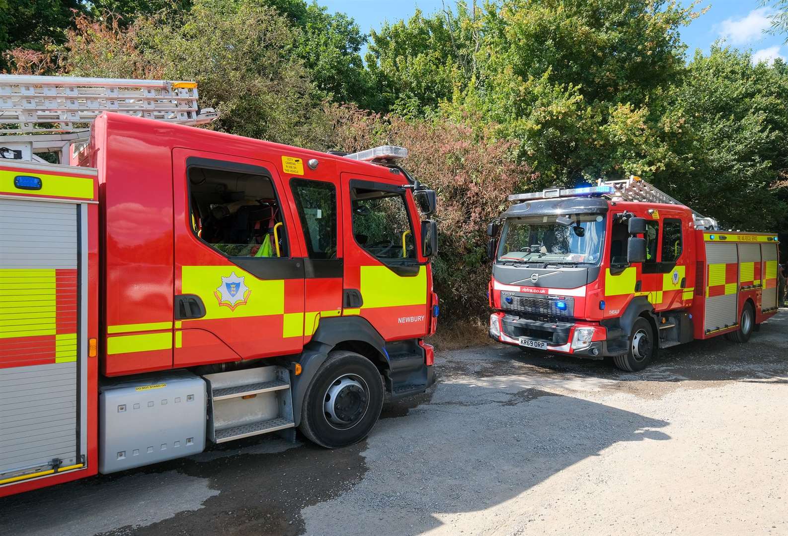 Fire in woods near Thatcham Nature Discovery Centre