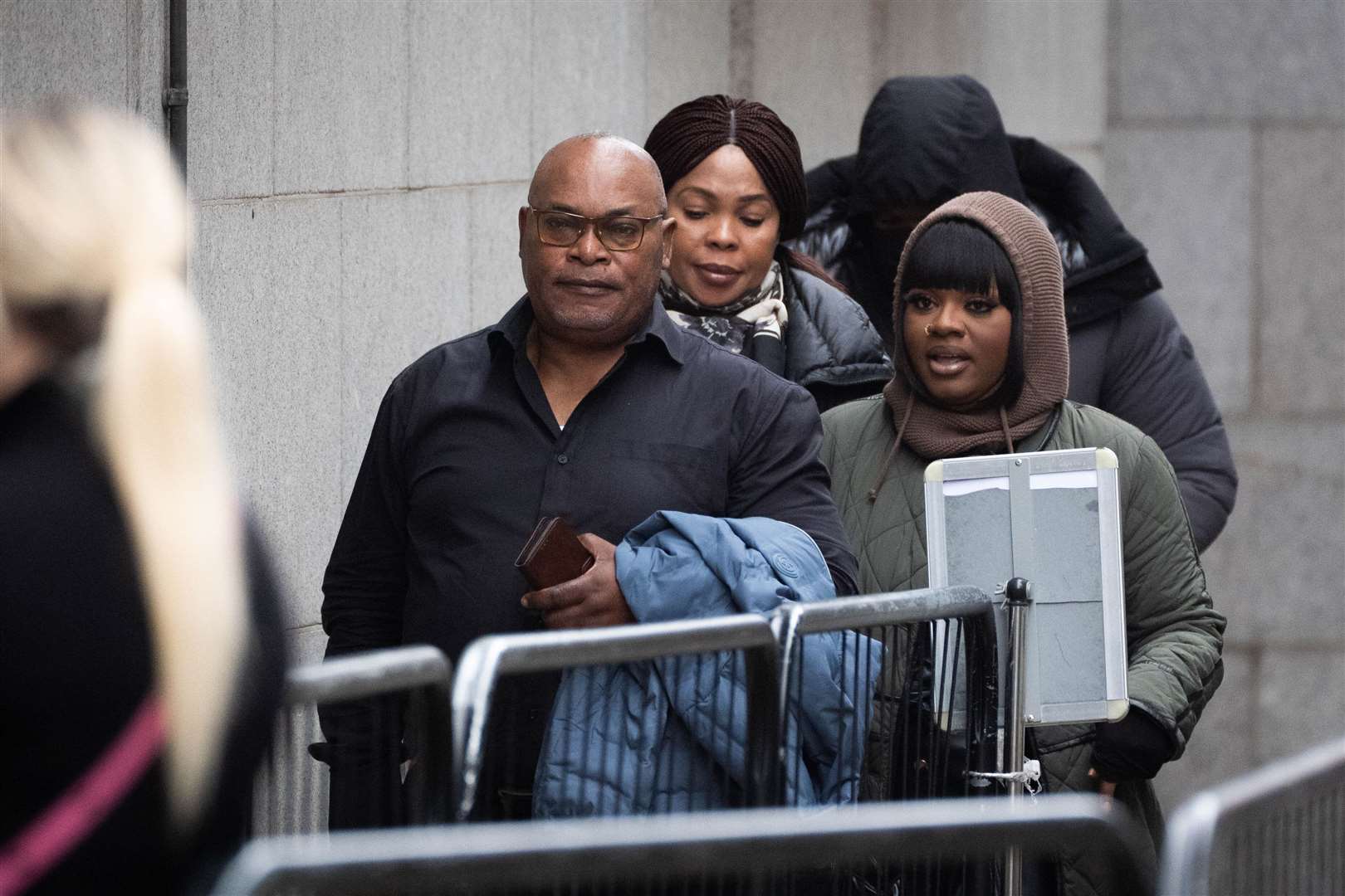 Helen Lumuanganu and Prosper Kaba, the mother and father of Chris Kaba, arriving at the Old Bailey during Mr Blake’s trial (James Manning/PA)