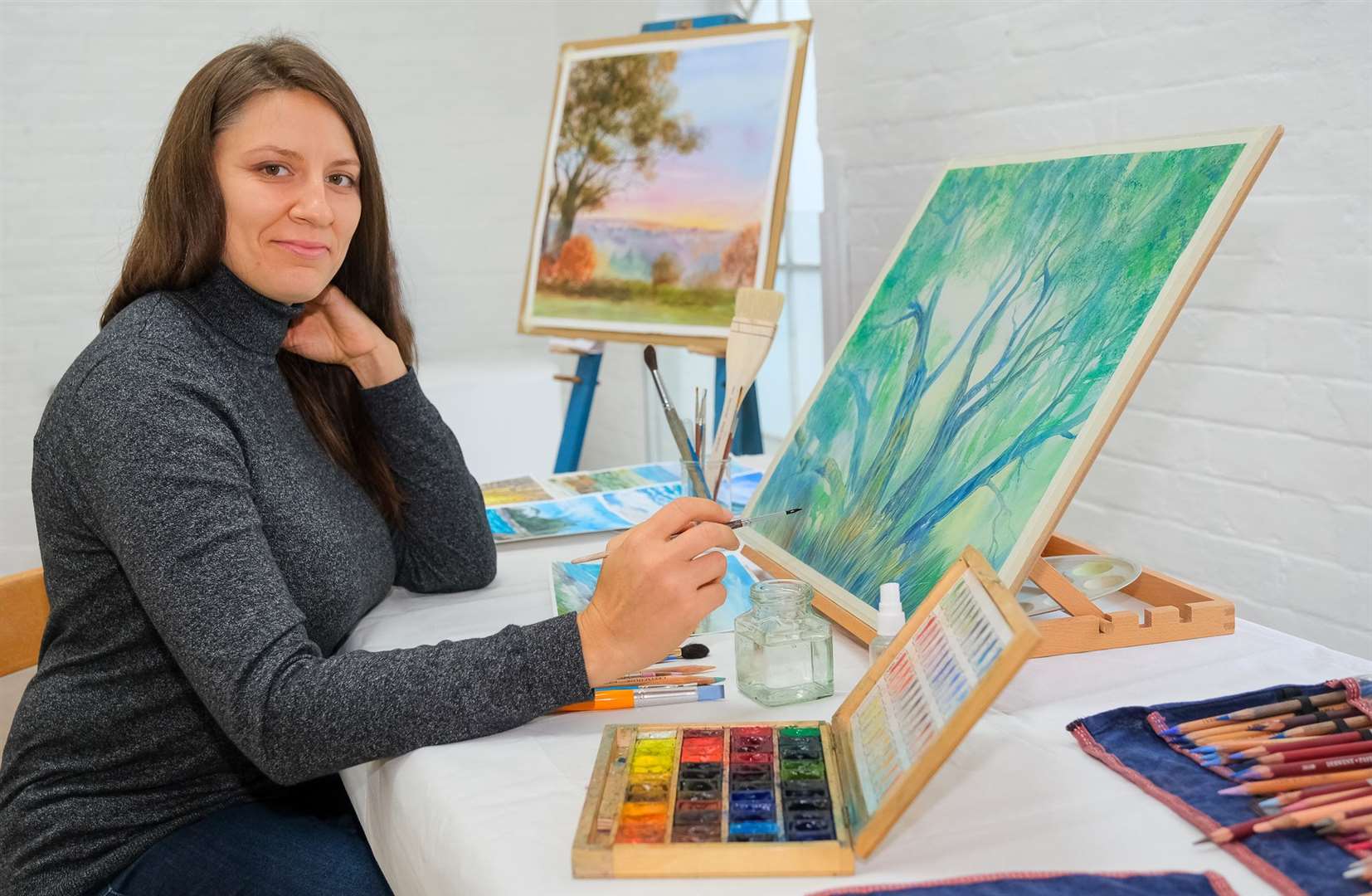 Natasha Siukhina in the studio, picture Phil Cannings