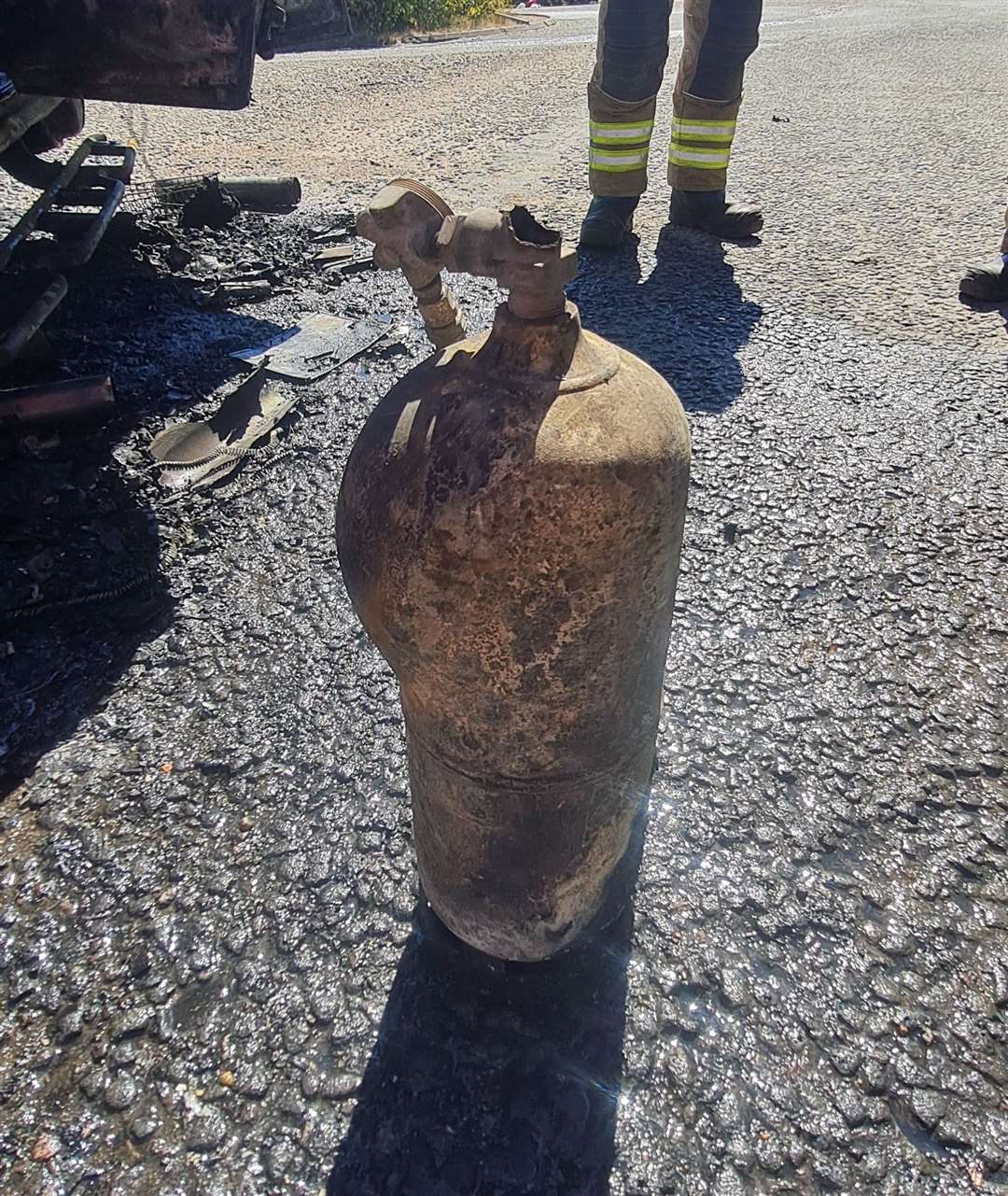 Cylinders - including acetylene - had to be cooled and made safe Picture: Newbury Fire Station