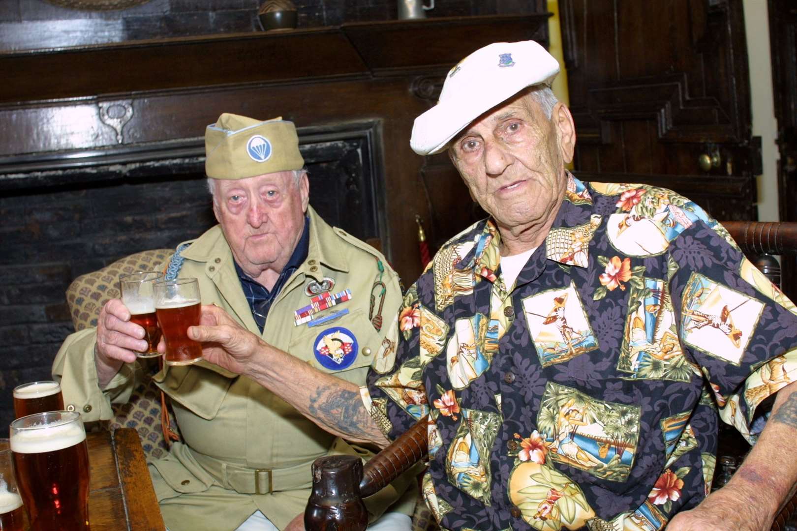 Edward ‘Babe’ Heffron and William ‘Wild Bill’ Guarnere from Easy Company - the famous Band of Brothers - pictured in 2006 at Littlecote House, near Hungerford where some of the 101st Airborne Division were based during the war