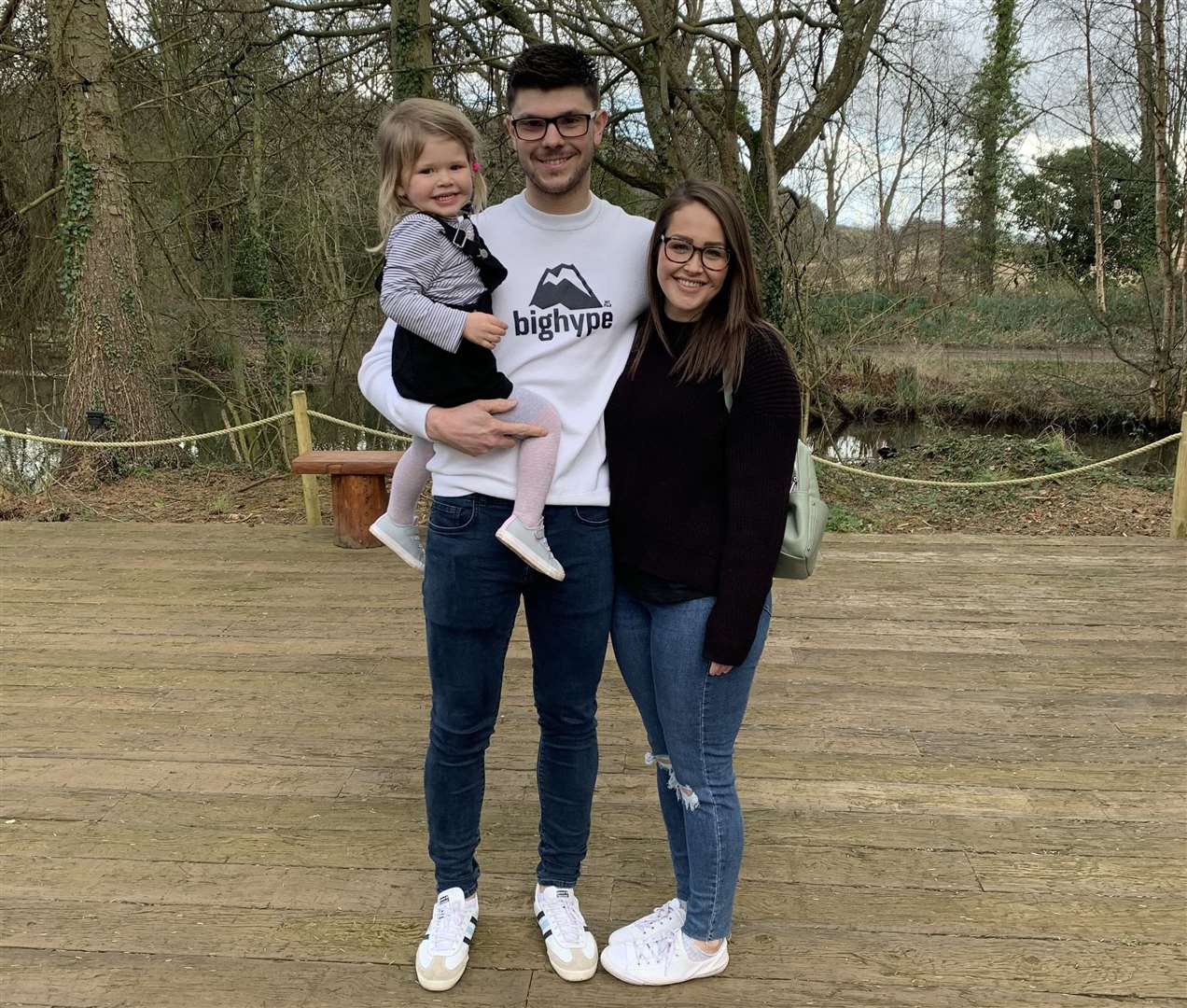 HAPPY FAMILY... Ellie, Matthew and daughter Lola, three