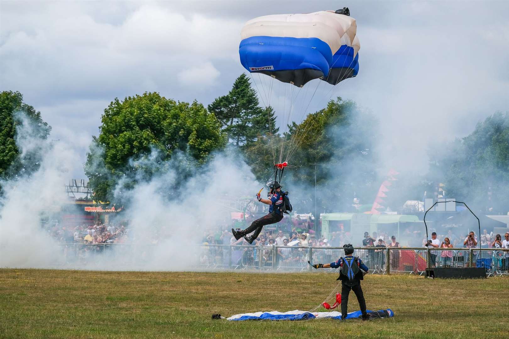 The skydiving display at the Berkshire Balloon Fiesta at Newbury Showground