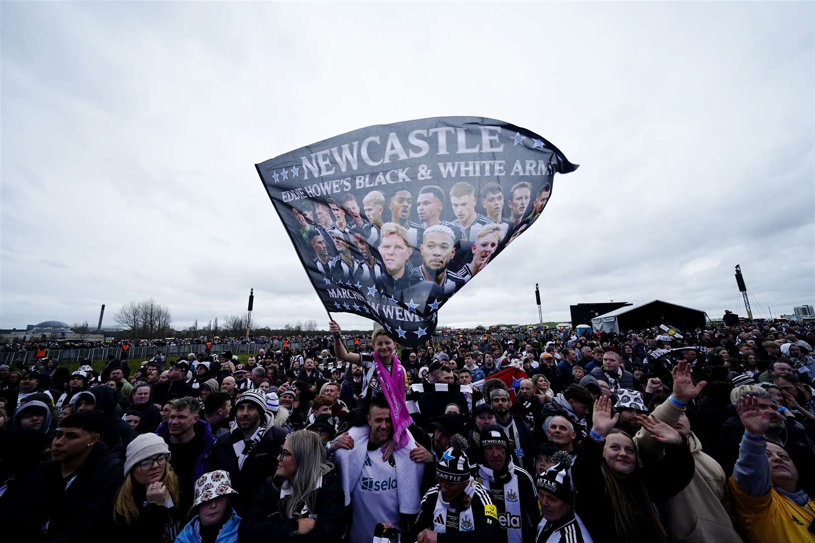 Newcastle United fans ahead of the Carabao Cup trophy parade (Danny Lawson/PA)