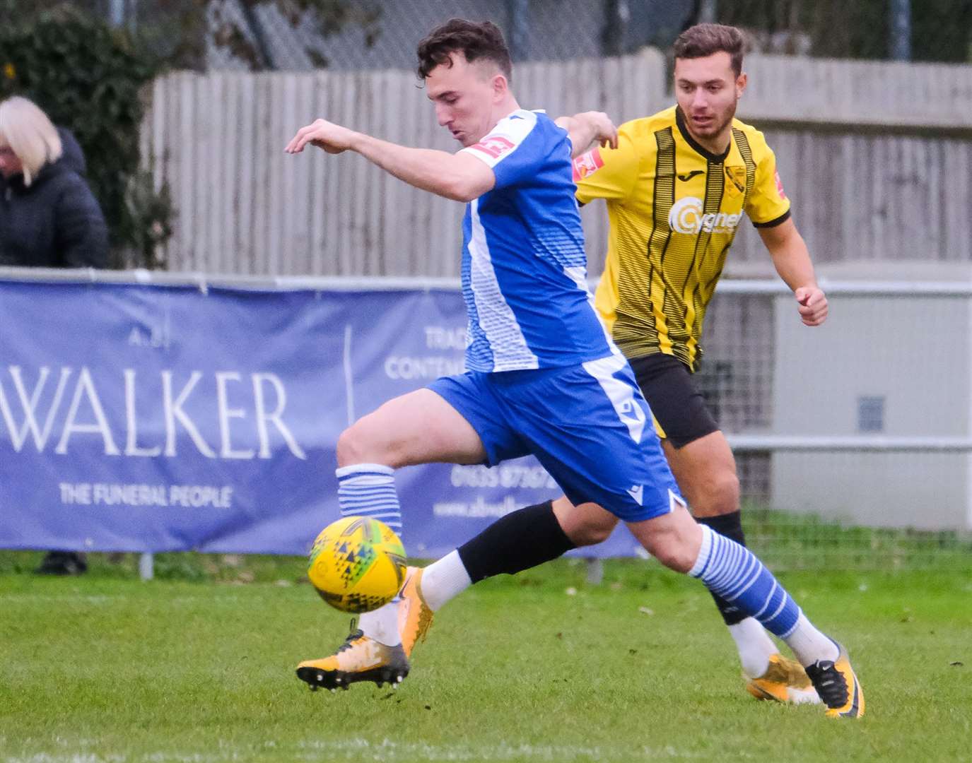 Harry Grant drives forward for Thatcham