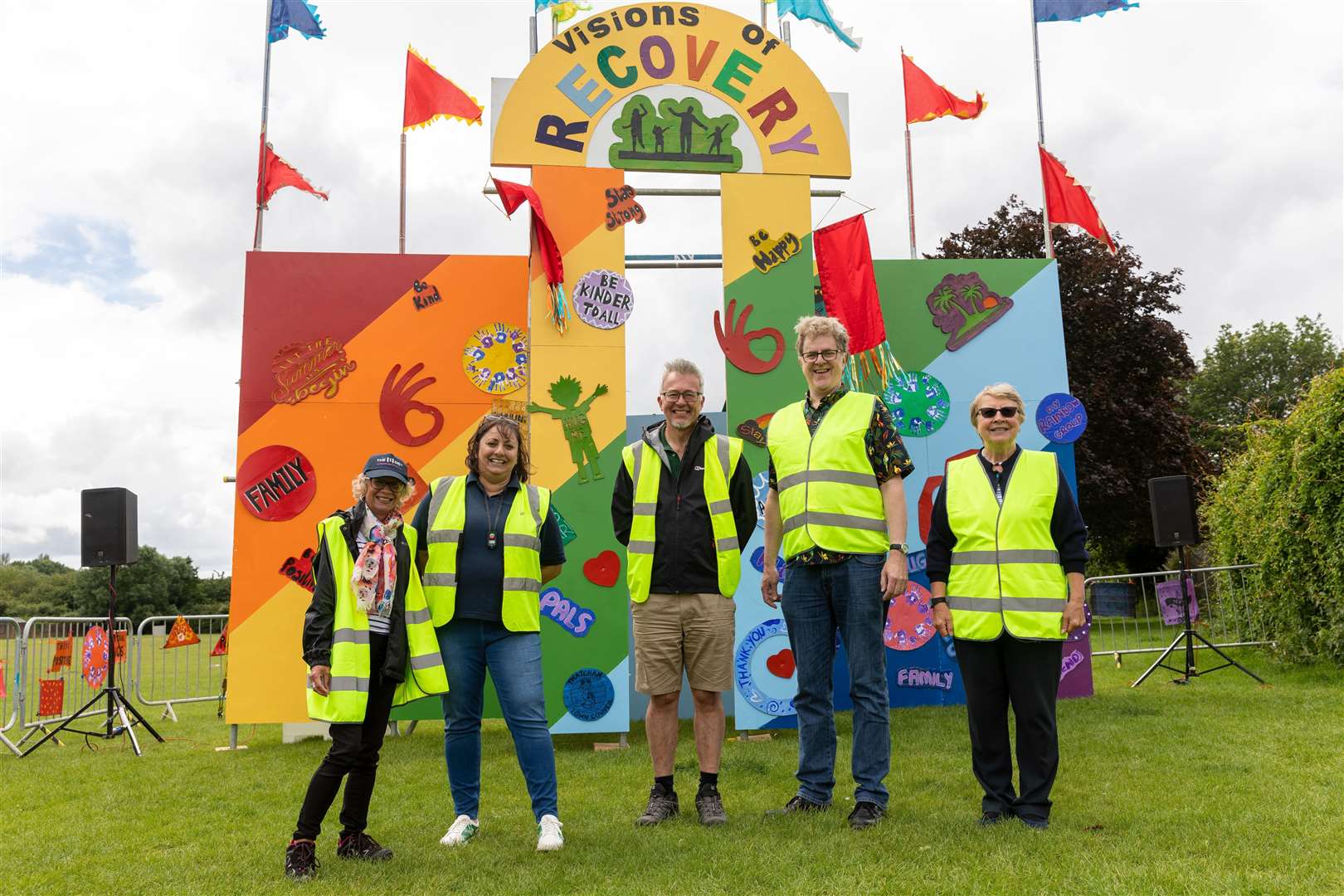 Covid volunteer and Thatcham Town Council events volunteer Helena Barnes, events and civic officer at Thatcham Town Council Georgina Curtis-Read, events manager John Sackett, town councillor Mark Lillycrop, and events volunteer Stephanie Steevenson (49117945)
