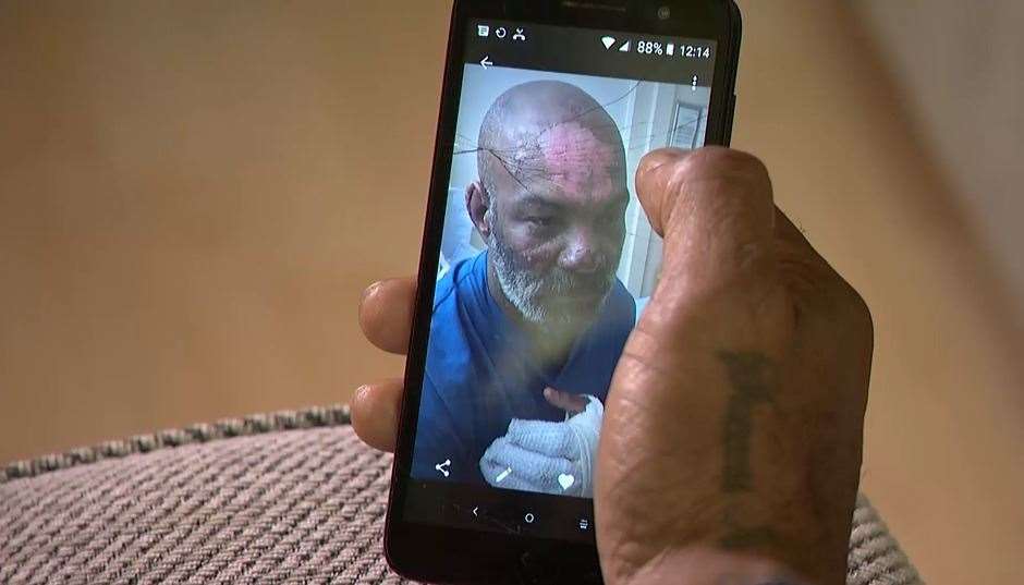Joel Richards looking back at the incident. Picture: ITV