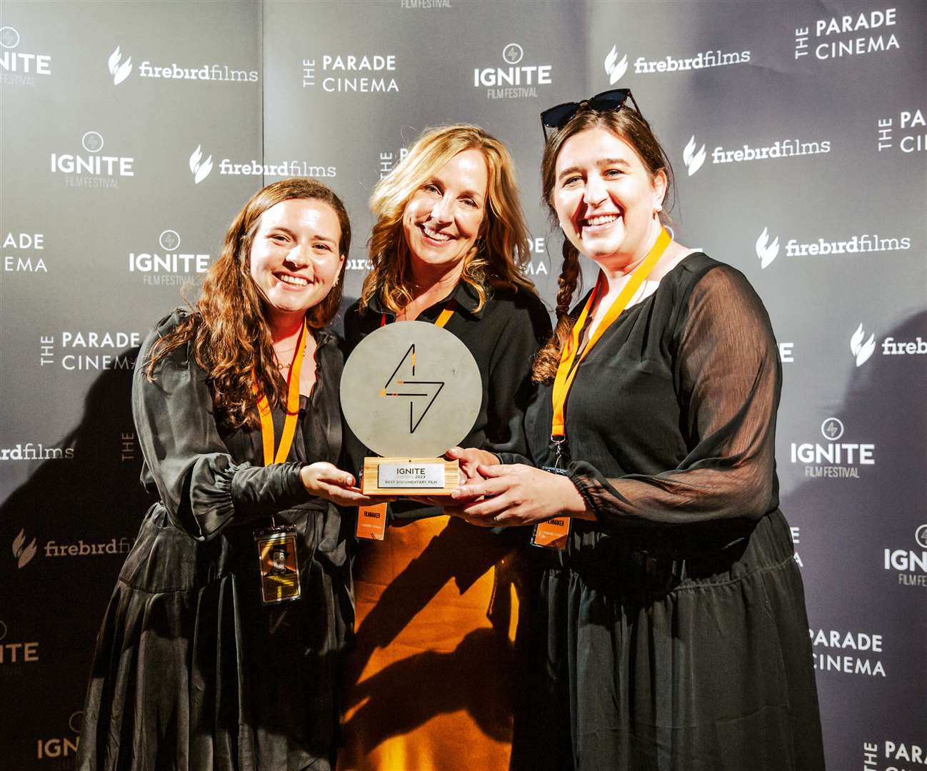 Production team behind ‘Into the Spotlight’, from Texas, posing with their award for Best Documentary. Credit: Ignite Film Festival