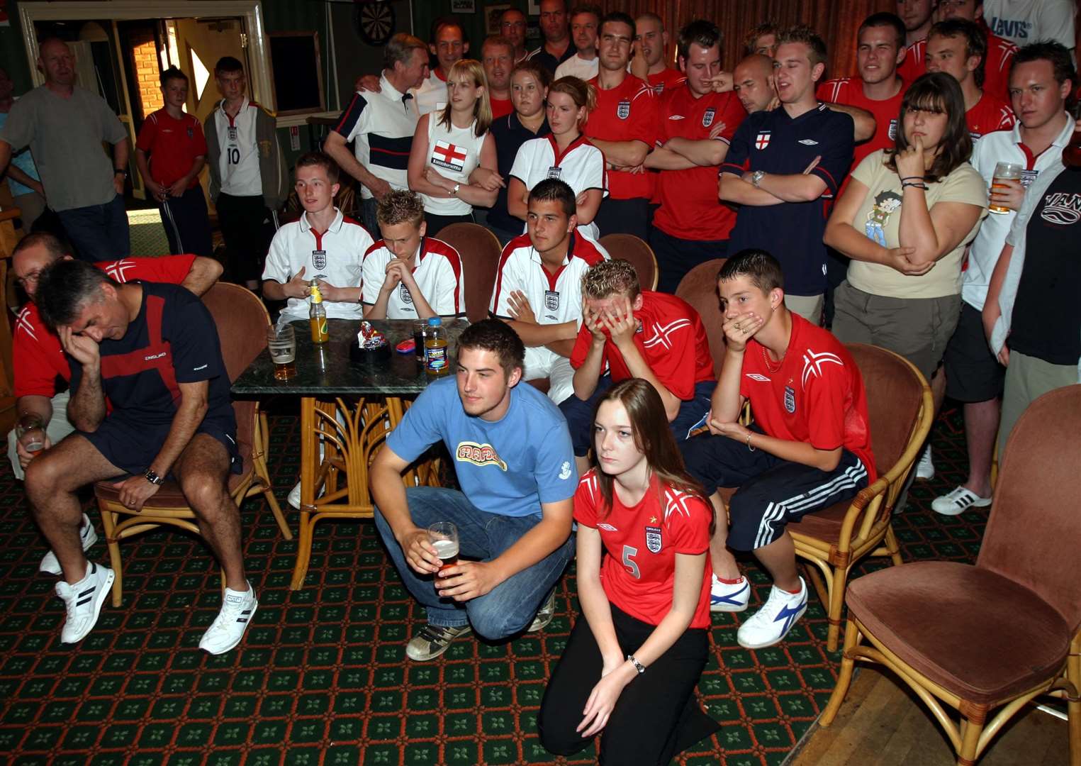 England V France. Supporters at Newbury Football Club - Euro 2004
