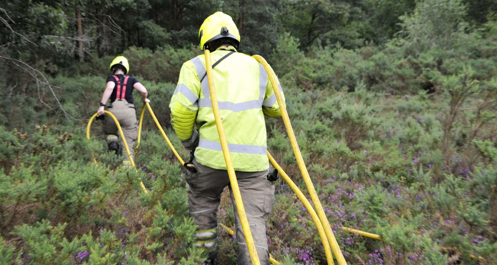 Firefighters carrying fire horse. Credit: Paul King