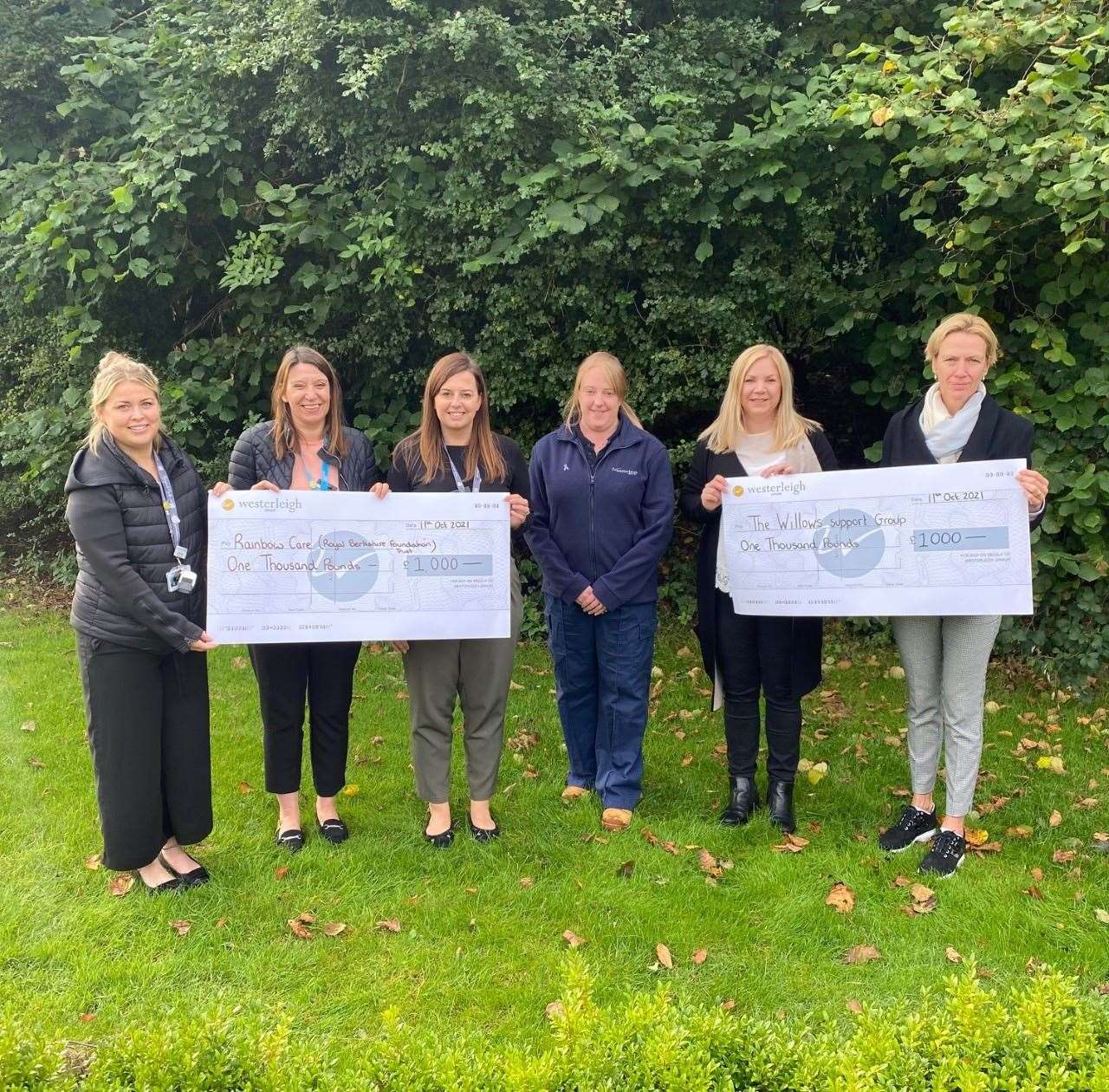 Charity cheque presentation in West Berkshire Crematorium's new baby garden. Picture by: West Berkshire Crematorium. (52294608)