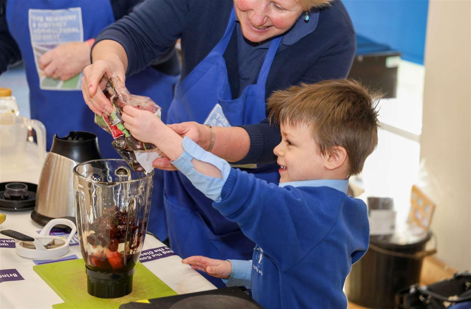 Stockcross pupil making a smoothie