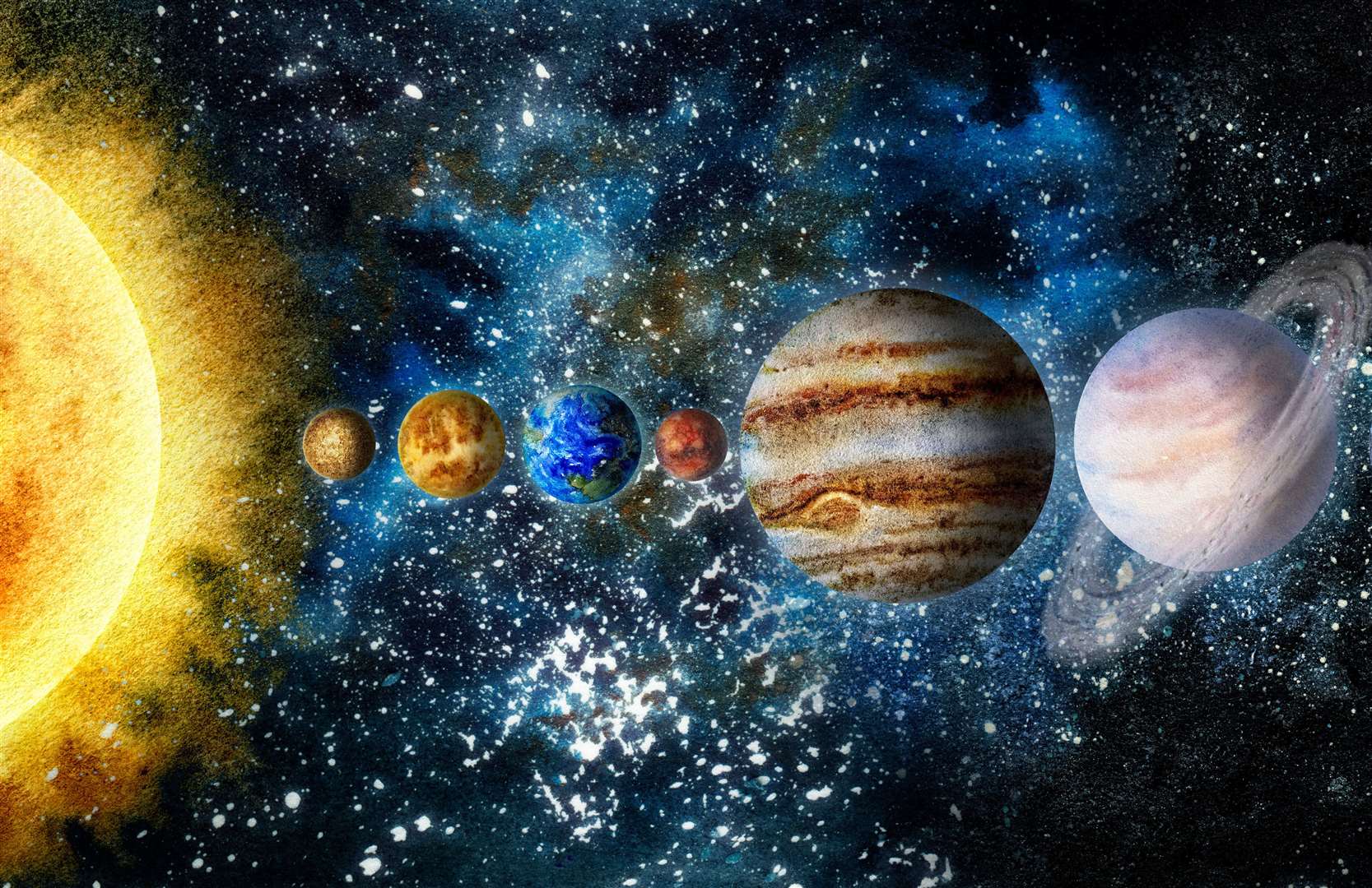 Mercury, Venus, Mars, Jupiter and Saturn in a rare alignment