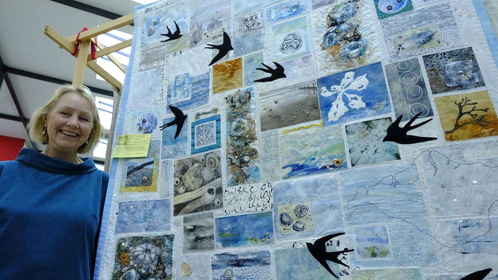 Marianne Mohandis with her third prize winning Art Quilt from the national show in Birmingham