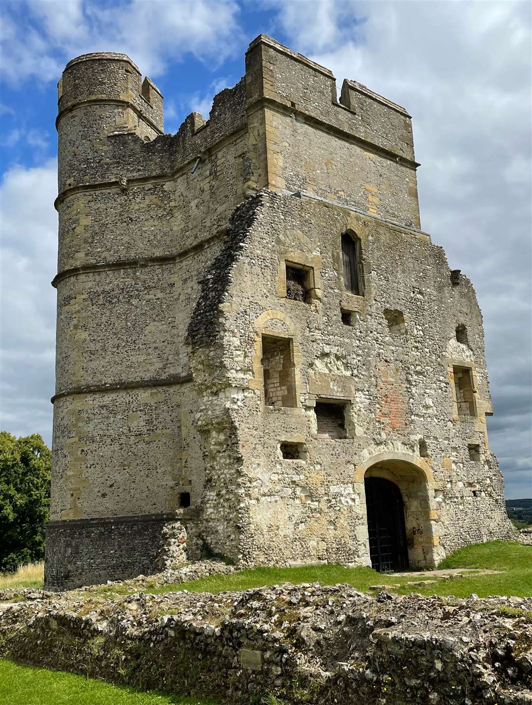 The castle in ruins. Only the gatehouse stands today