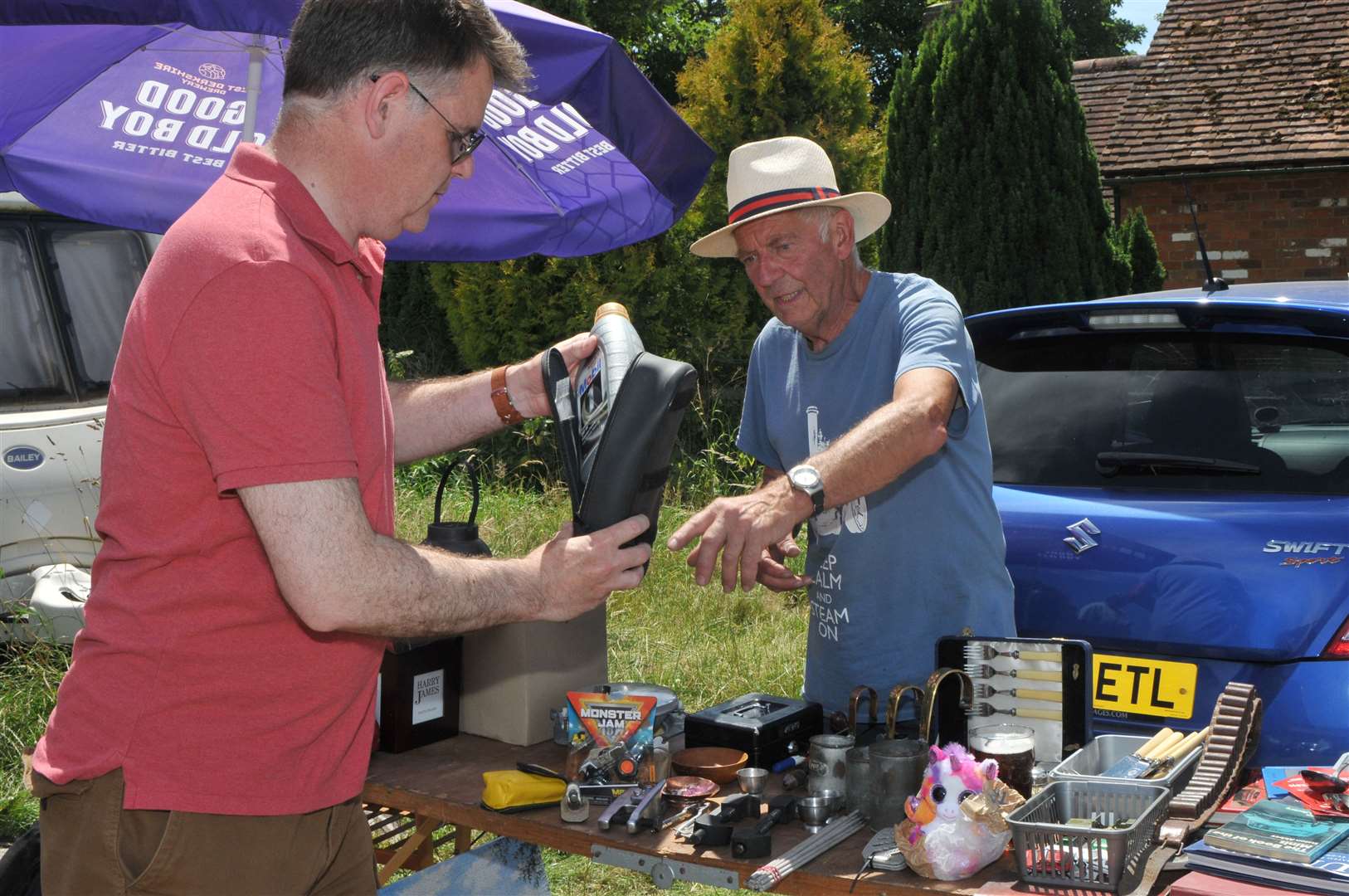 Organiser George Simmons sells parts in aid of the air ambulance, picture Geoff Fletcher