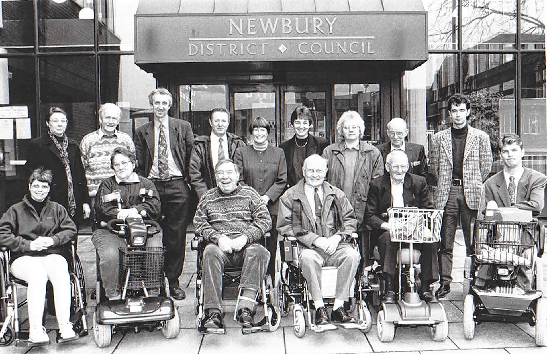 Trying out the new mobility scooters in 1995