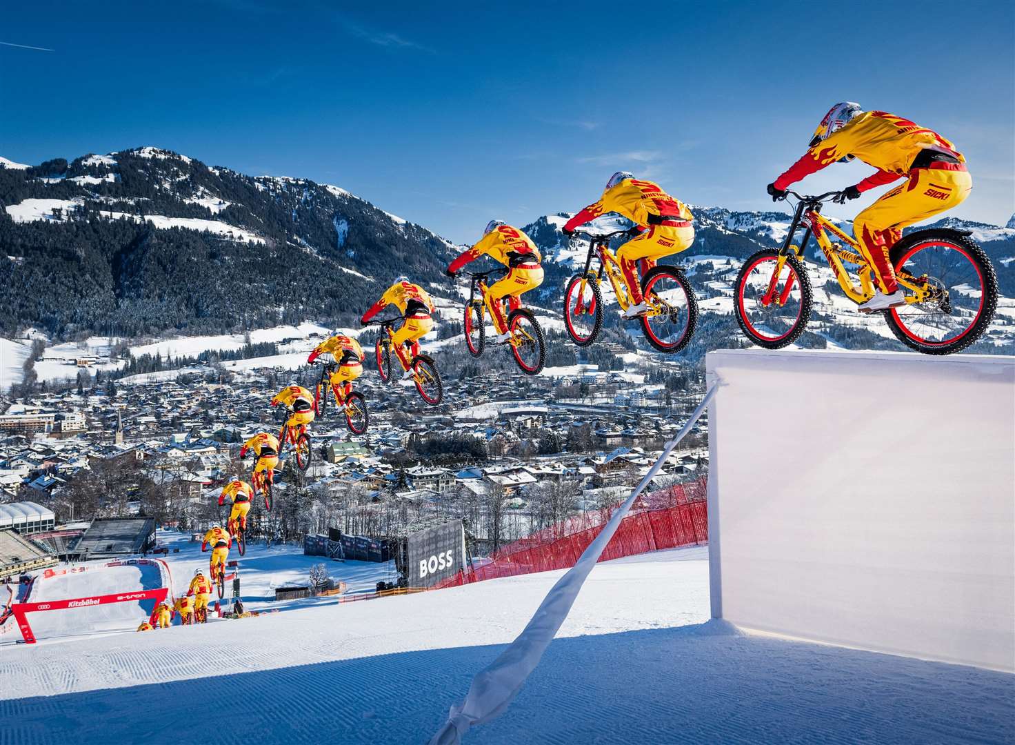 Fabio Wibmer performs at the Streif in Kitzbuehel, Austria on January 14, 2024. // Philip Platzer / Red Bull Content Pool // SI202401140240 // Usage for editorial use only //