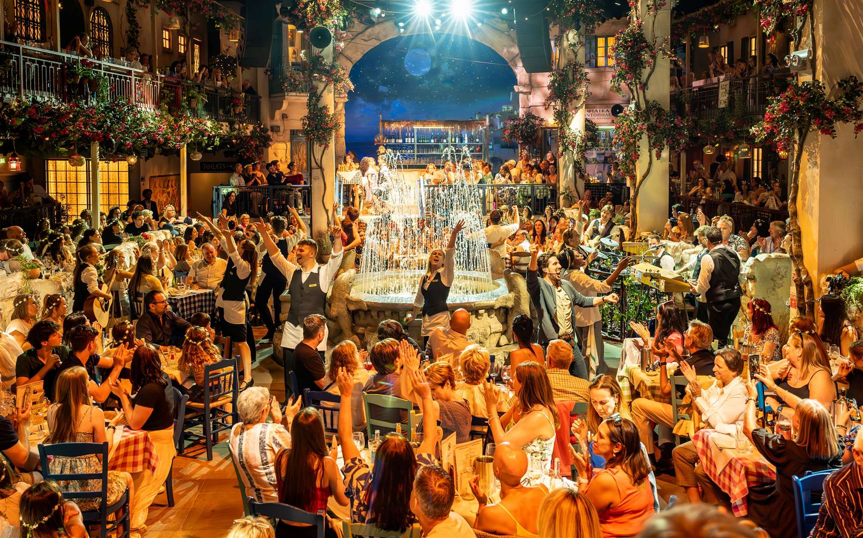 Journey to the island of Skopelos as dinner at Nikos Taverna turns into a fabulous disco! Image: Marc Brenner