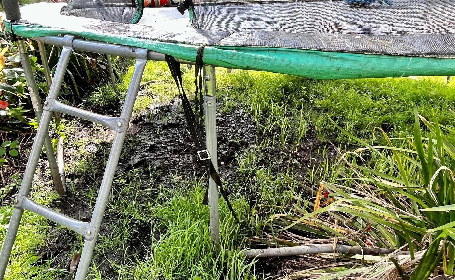 Mrs Howlett’s nineteen-month-old granddaughter fell in the sewage near the trampoline. Credit: Mirek Gosney