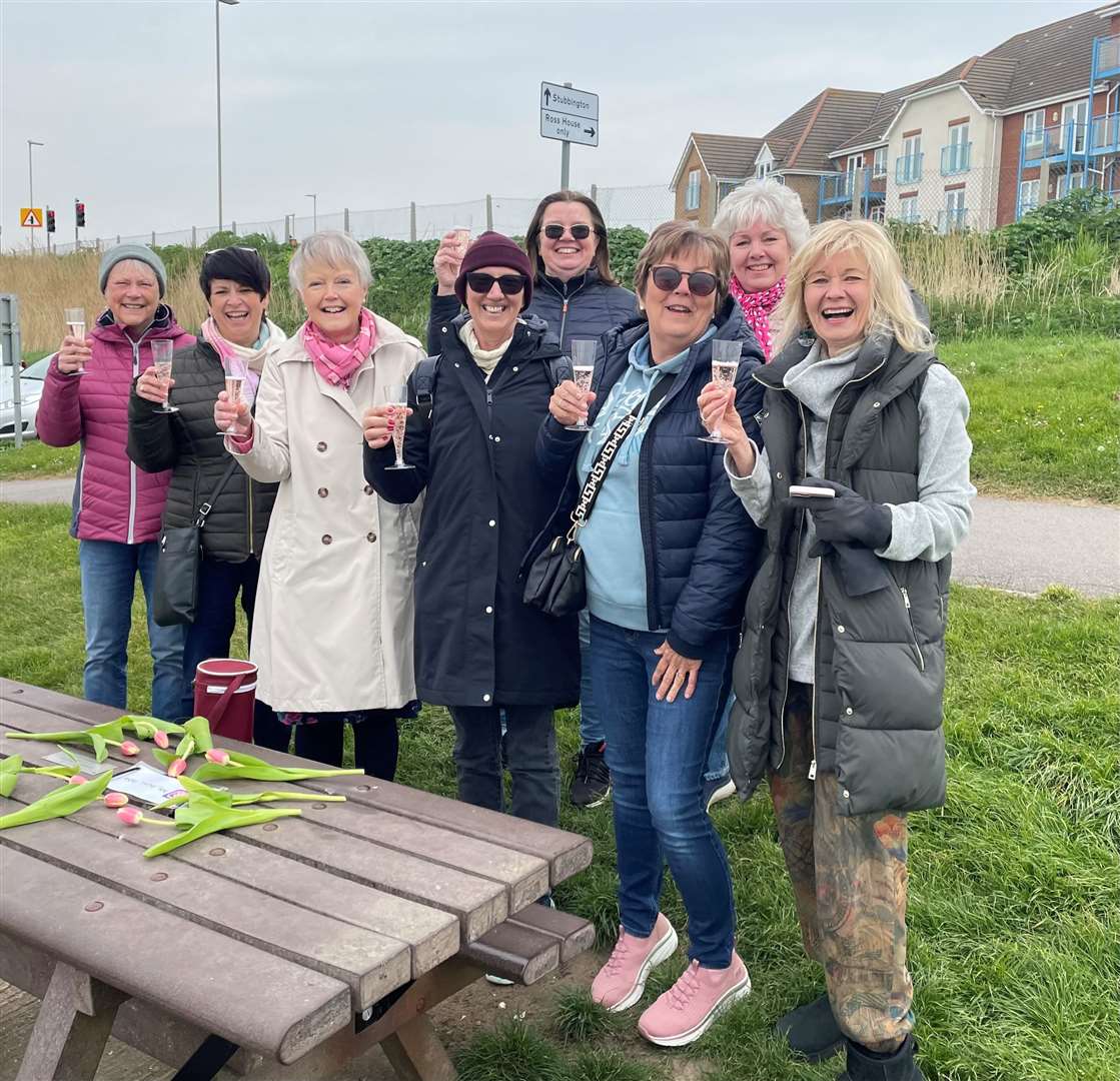 Ms Funnell (in the cream coat) with members of the Pink Place ladies group (56702658)